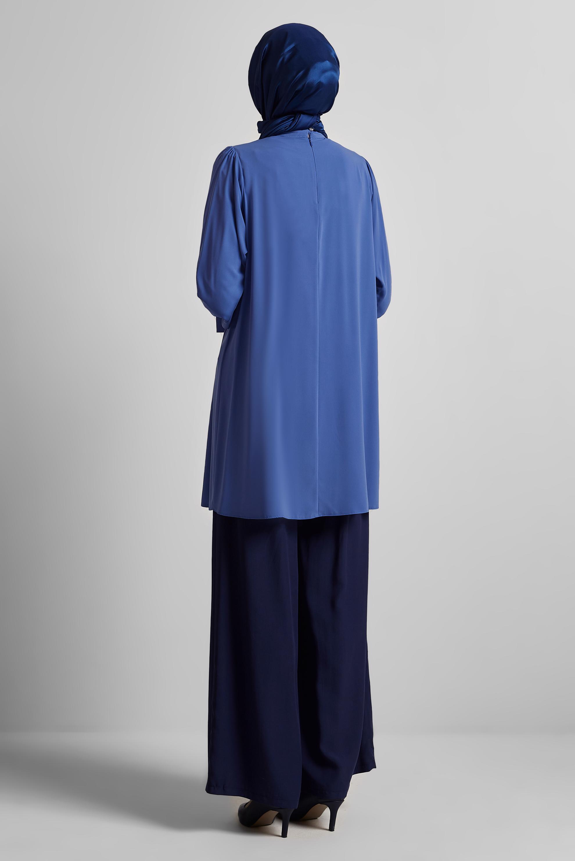 Tesettür giyim MAVİ TAŞ DETAYLI TUNİK 44687