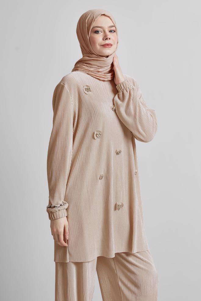 Vêtements hijab BEIGE 44689 8564 TUNİK 40-46 - ALVİNA