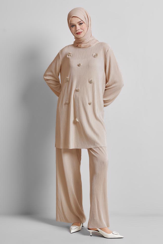 Vêtements hijab BEIGE 44689 8564 TUNİK 40-46 - ALVİNA