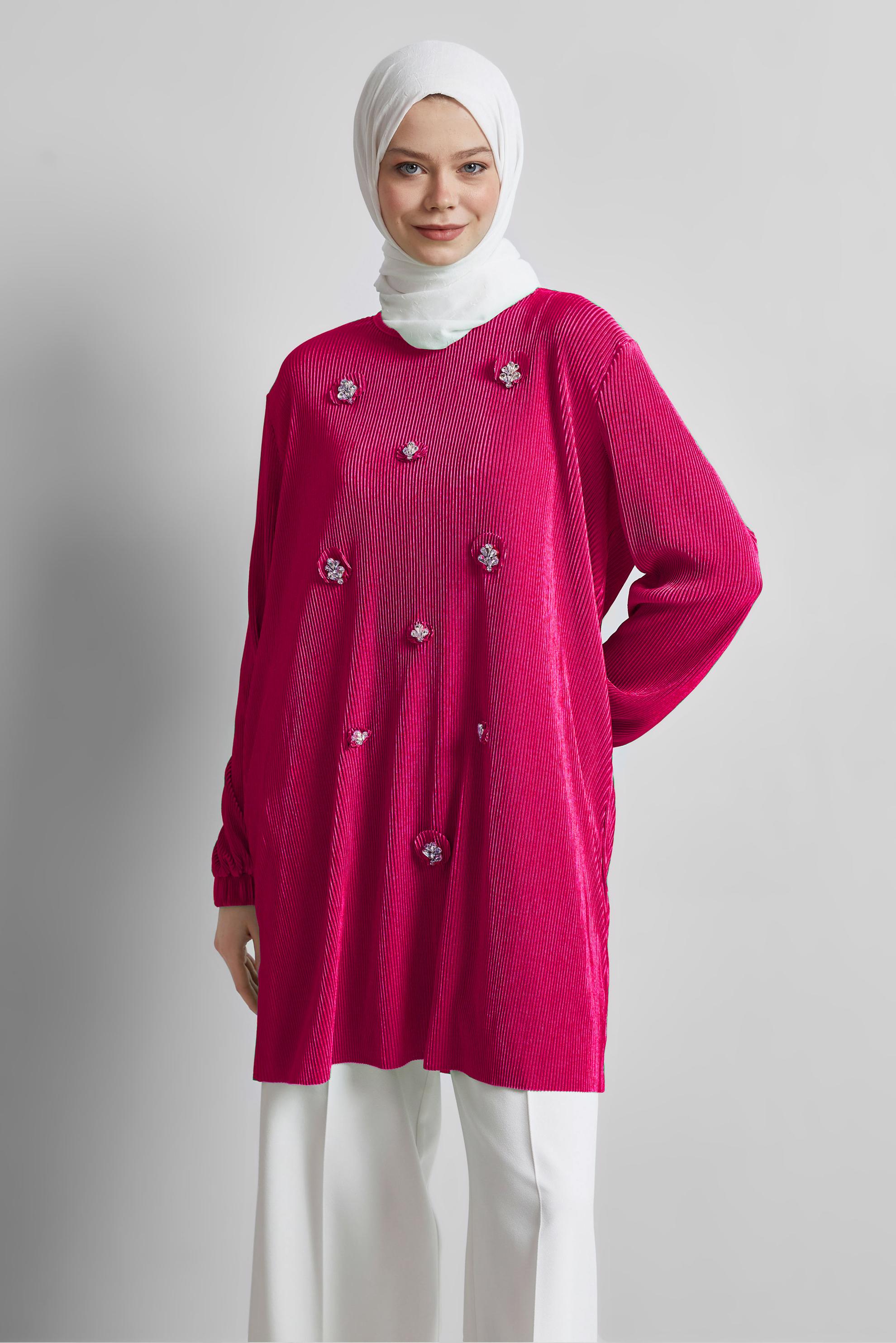 Vêtements hijab BEIGE 44689 8564 TUNİK 40-46