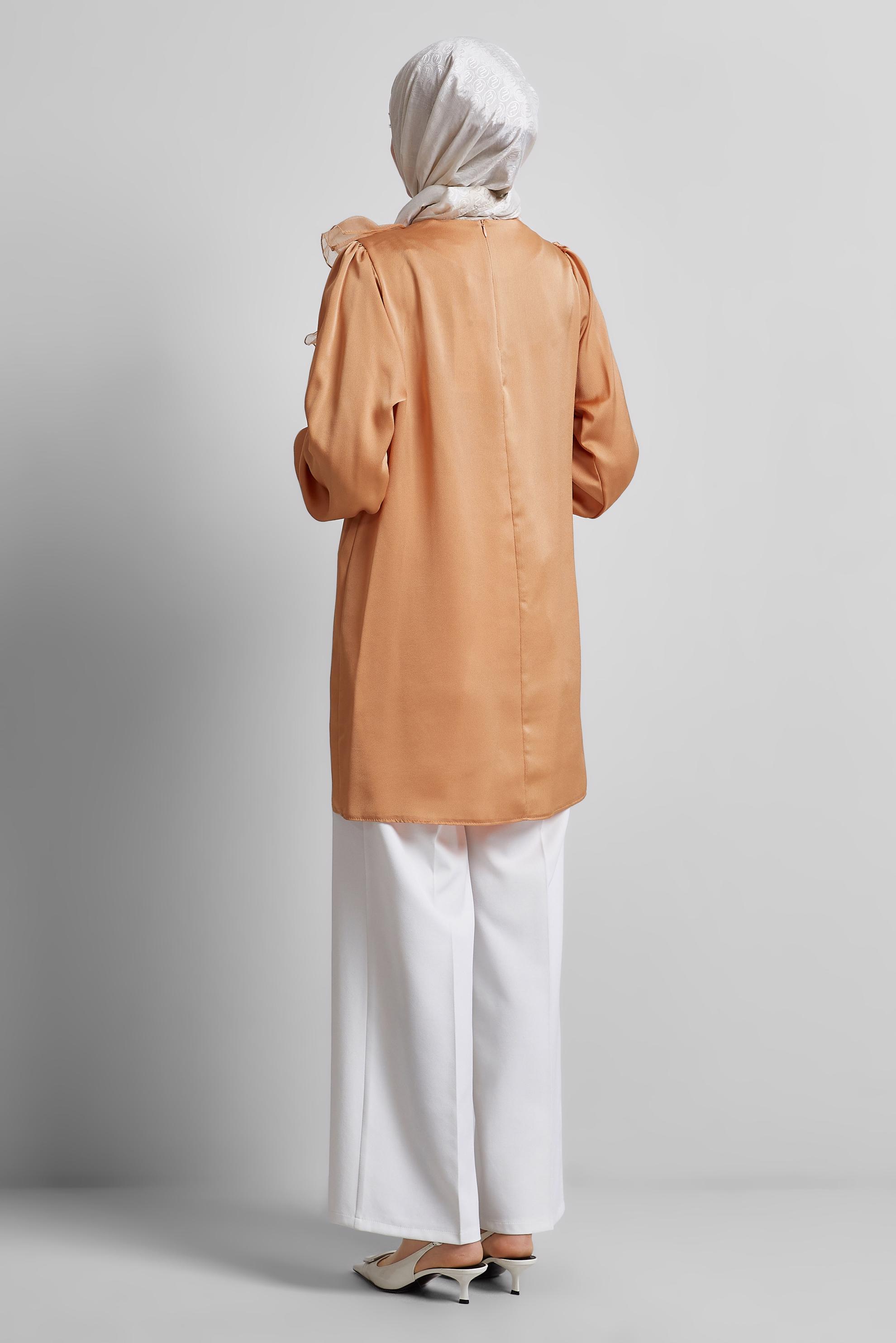 Tesettür giyim TURUNCU FIRFIR DETAYLI TUNİK 44714