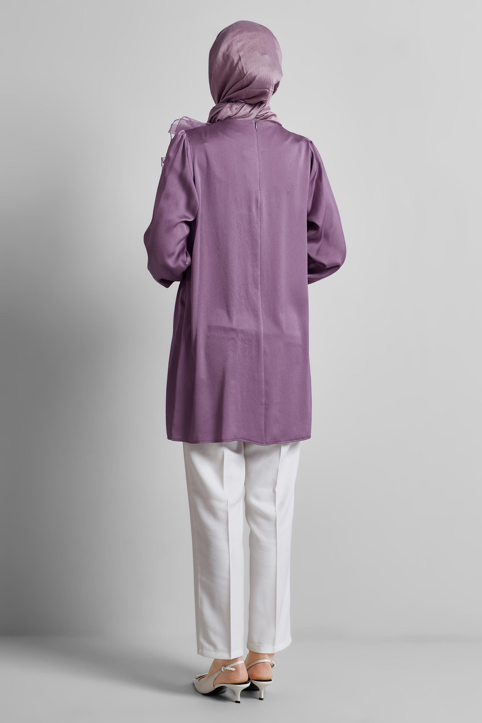 Tesettür giyim MÜRDÜM FIRFIR DETAYLI TUNİK 44714