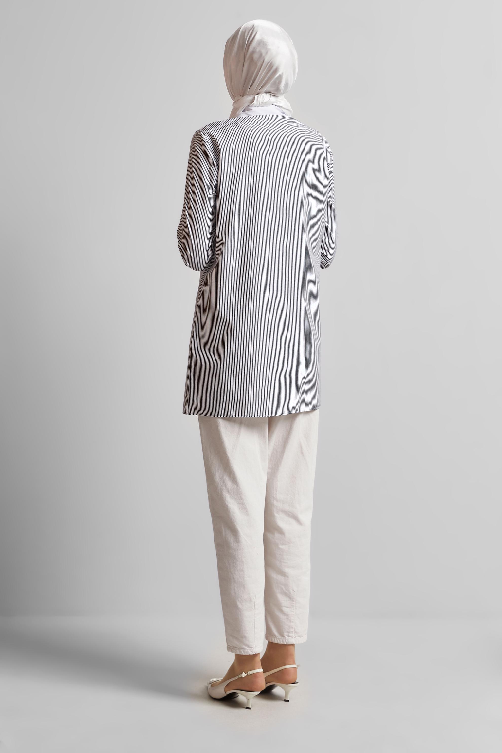 Tesettür giyim SİYAH ÇİZGİLİ TUNİK 44727