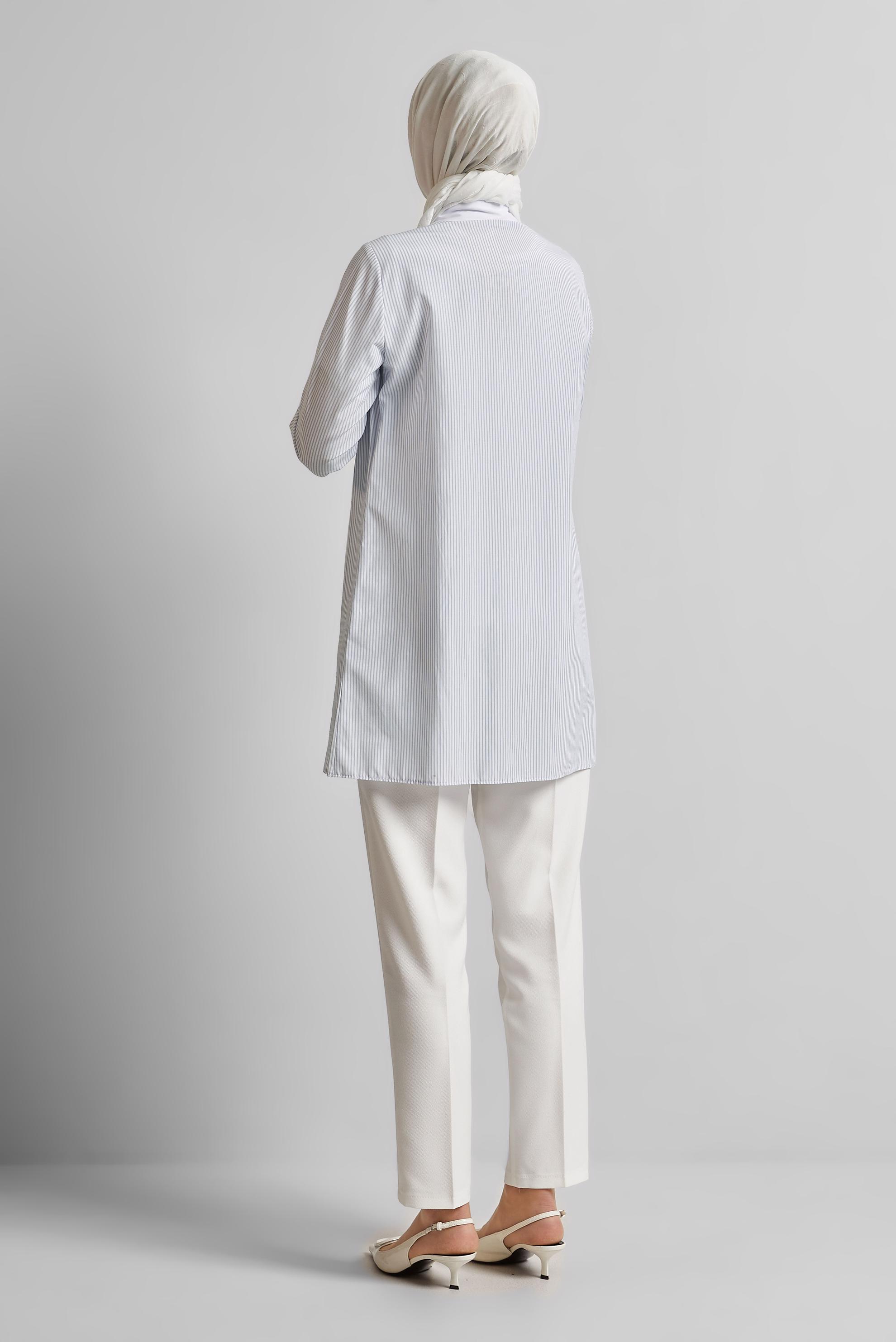 Tesettür giyim GRİ ÇİZGİLİ TUNİK 44727