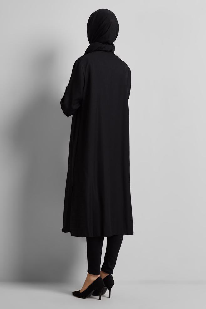 Tesettür giyim SİYAH İŞLEME DETAYLI TUNİK 44774 - ALVİNA