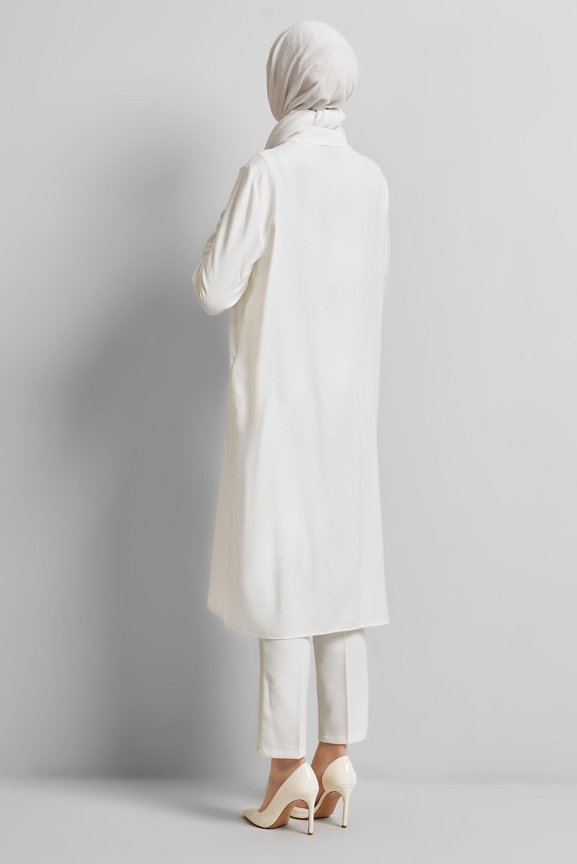 Tesettür giyim BEYAZ İŞLEME DETAYLI TUNİK 44774