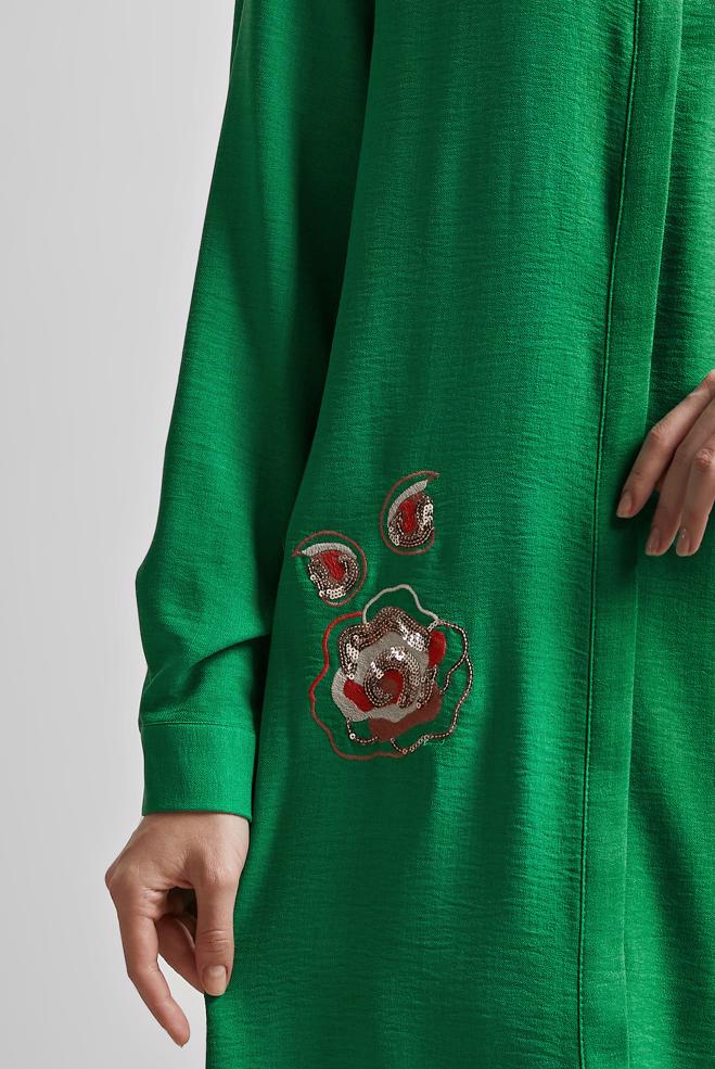 Tesettür giyim YEŞİL İŞLEME DETAYLI TUNİK 44774 - ALVİNA