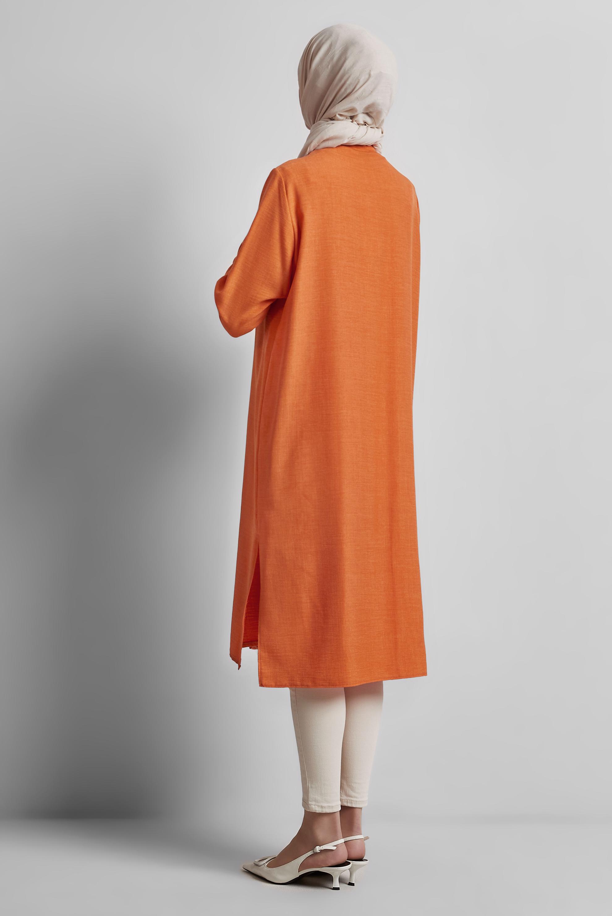 Tesettür giyim TURUNCU İŞLEME DETAYLI TUNİK 44774