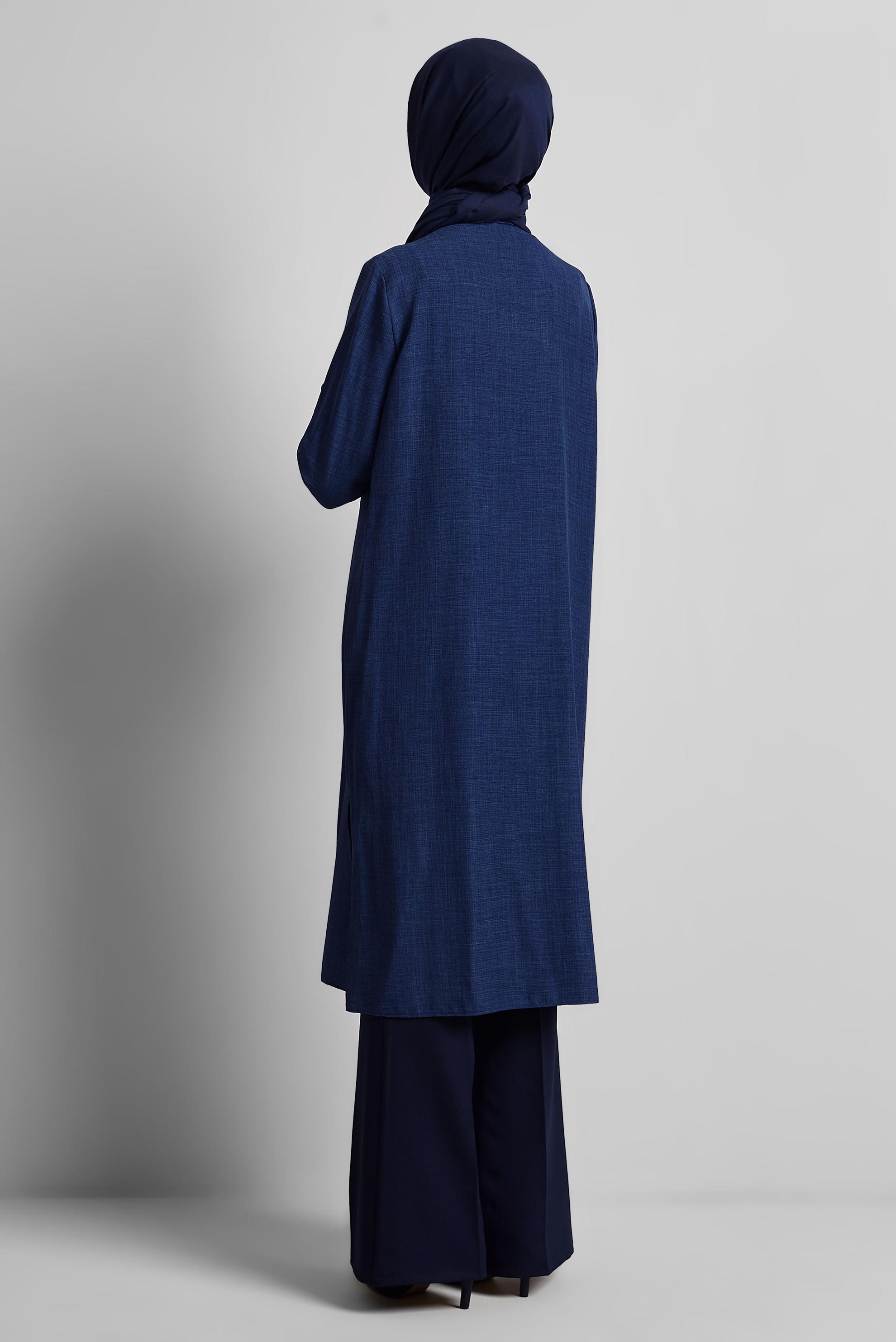 Tesettür giyim LACİVERT İŞLEME DETAYLI TUNİK 44774