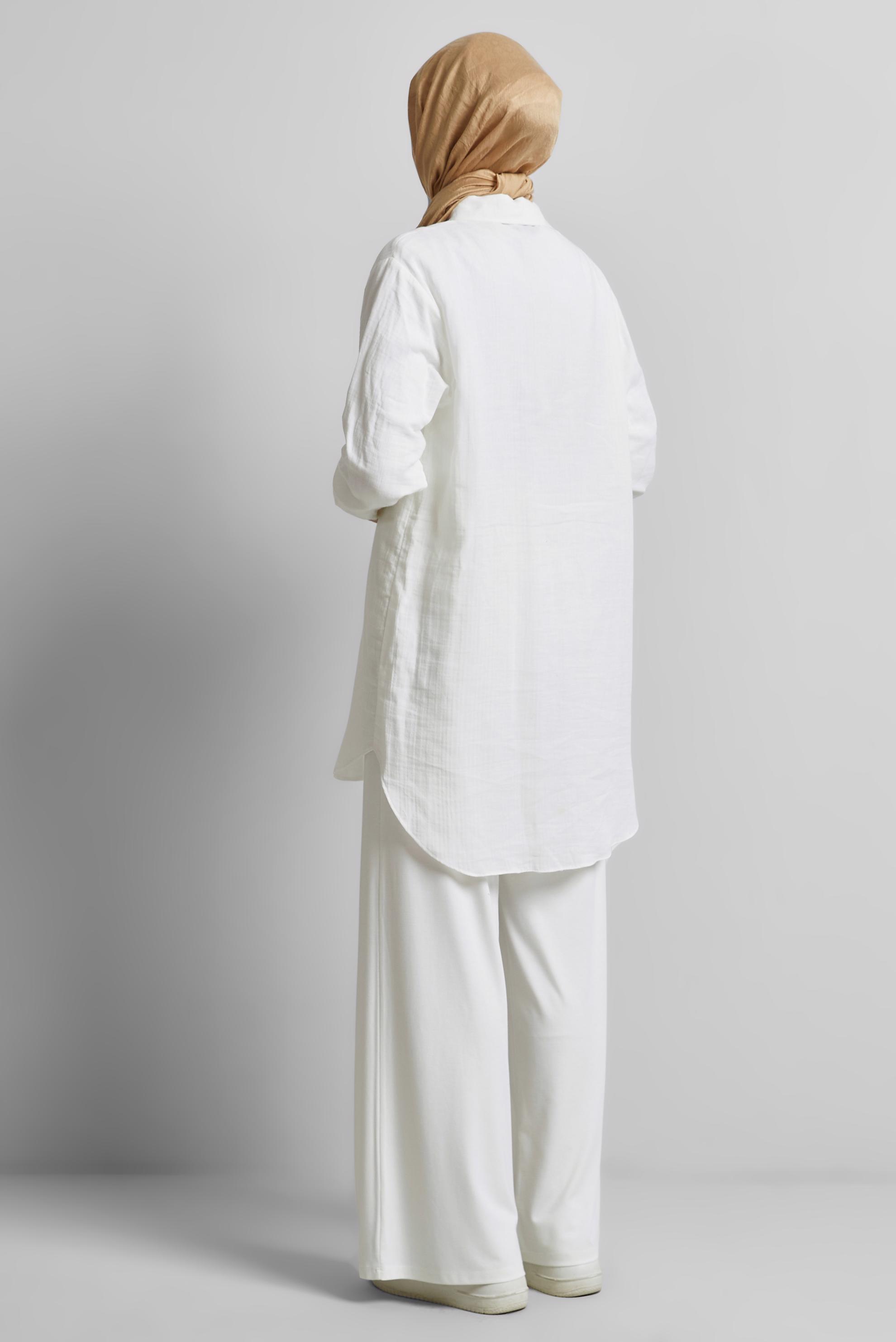 Tesettür giyim BEYAZ PAMUKLU TUNİK 44775