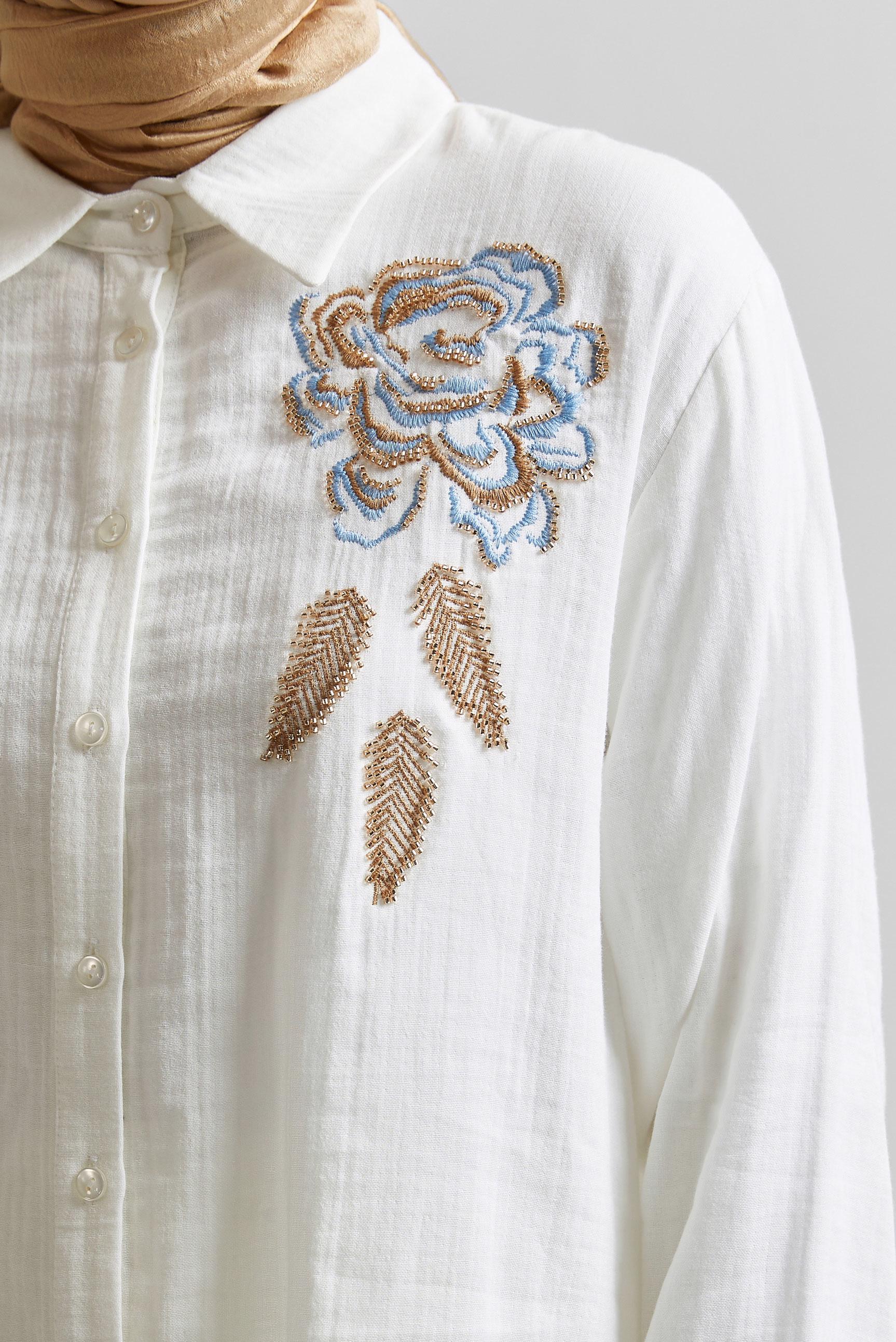 Tesettür giyim BEYAZ PAMUKLU TUNİK 44775