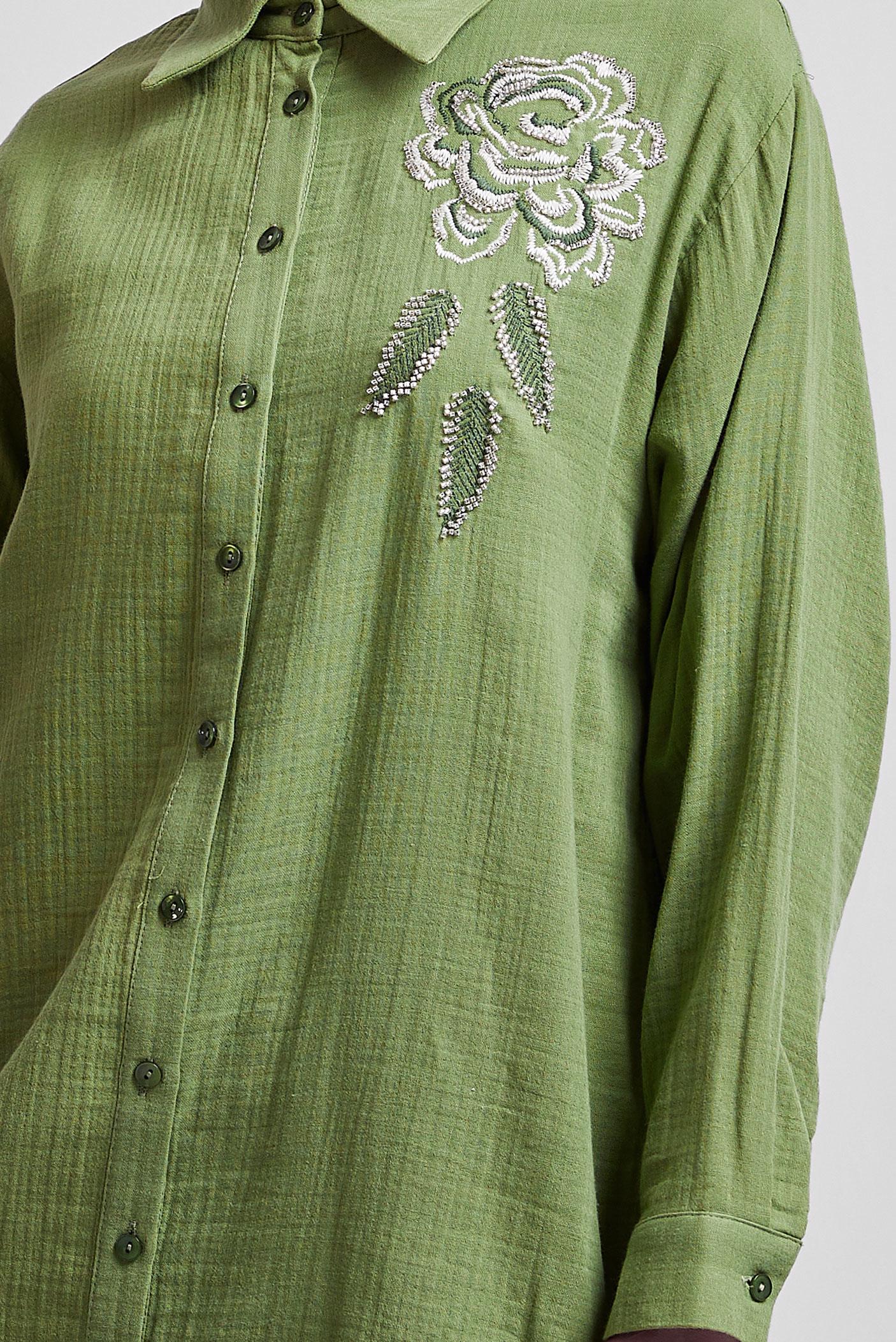 Tesettür giyim YEŞİL PAMUKLU TUNİK 44775