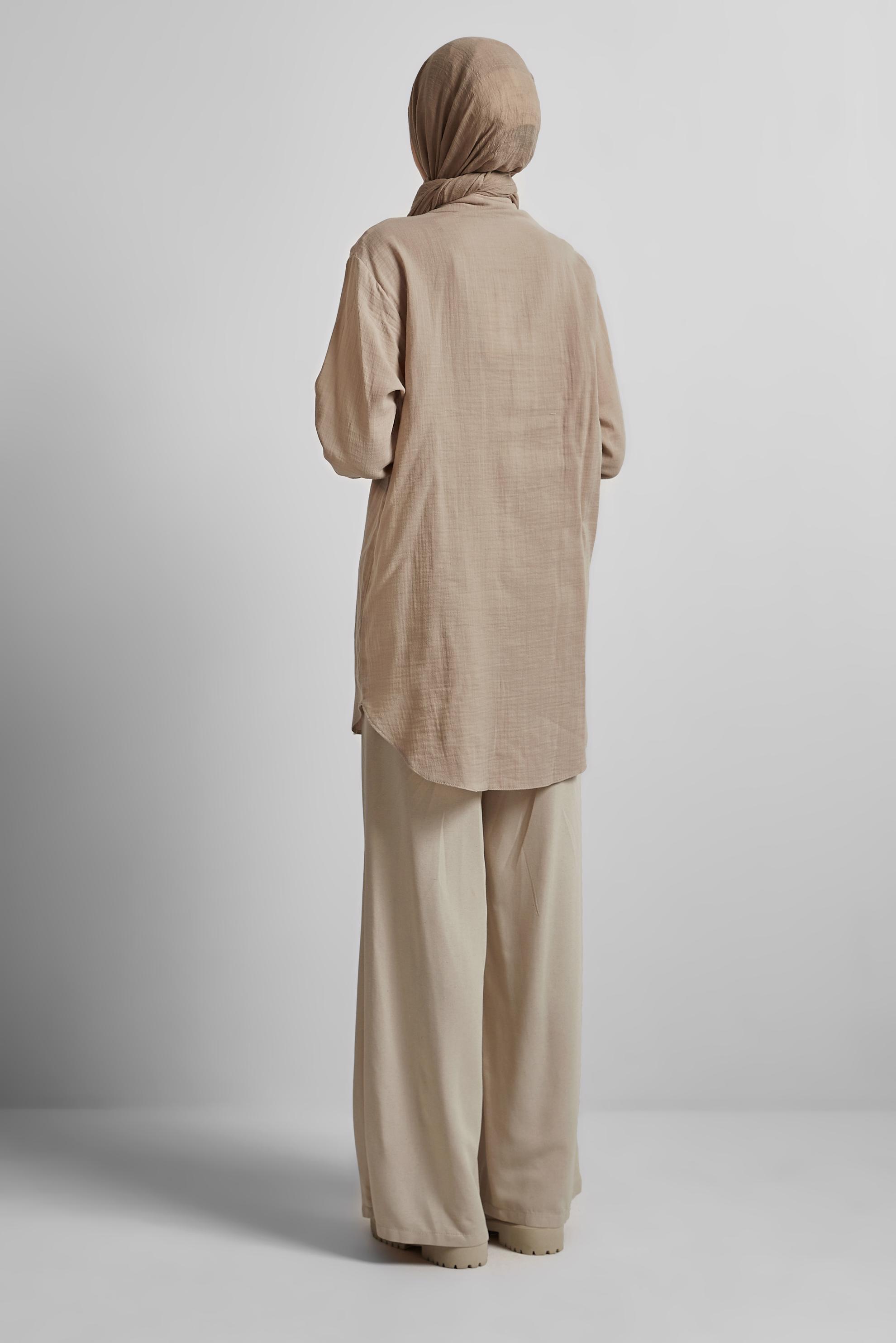 Tesettür giyim BEJ PAMUKLU TUNİK 44775