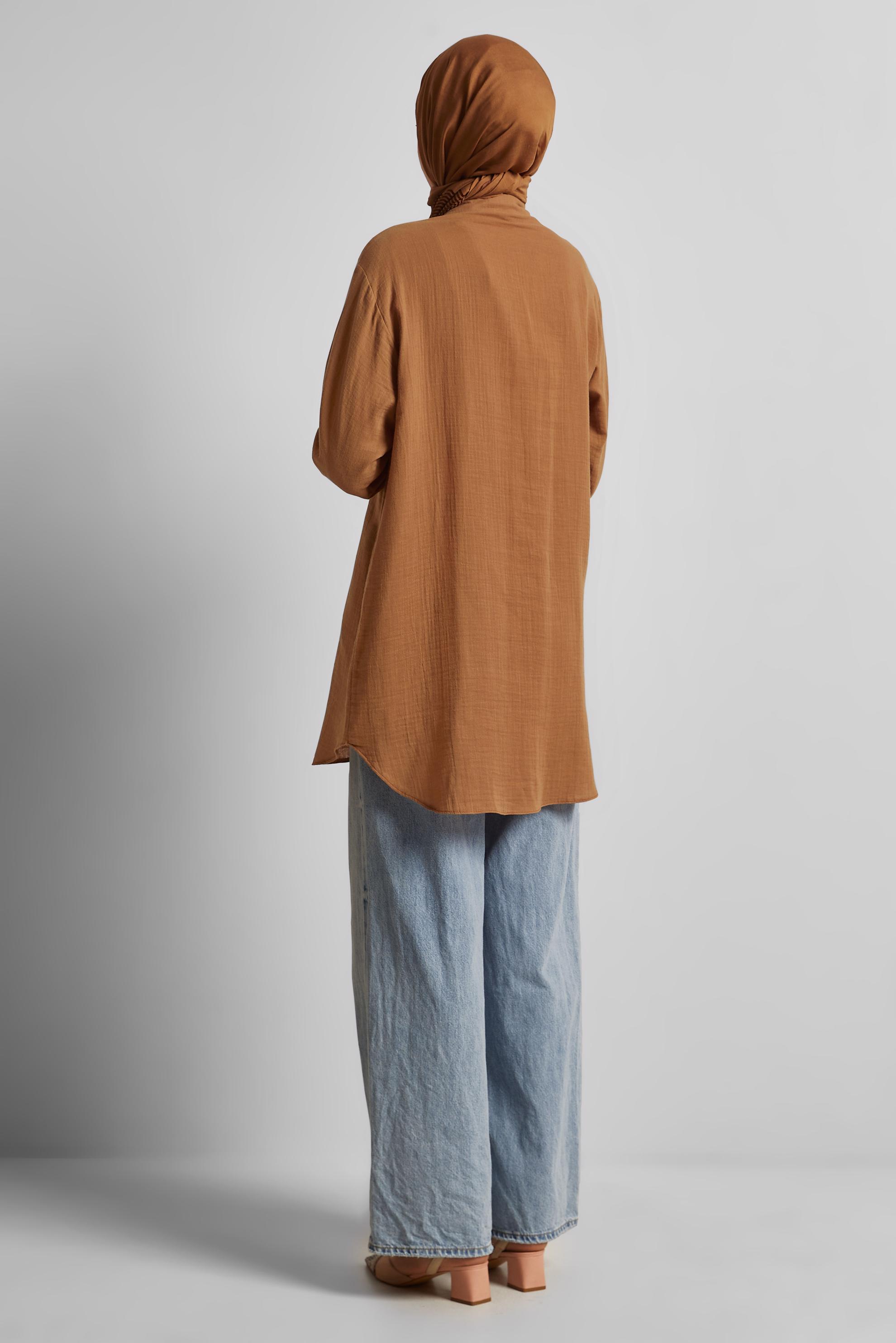 Tesettür giyim TABA PAMUKLU TUNİK 44775