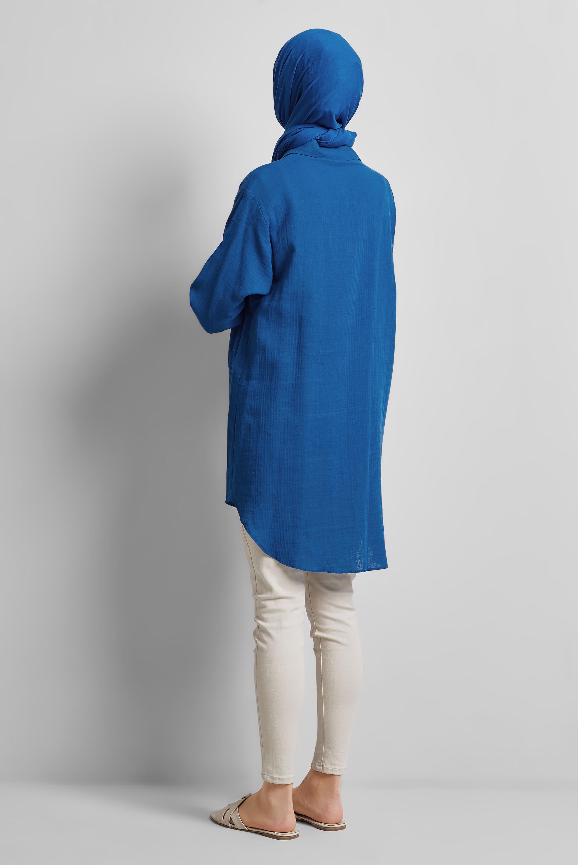 Tesettür giyim LACİVERT PAMUKLU TUNİK 44775