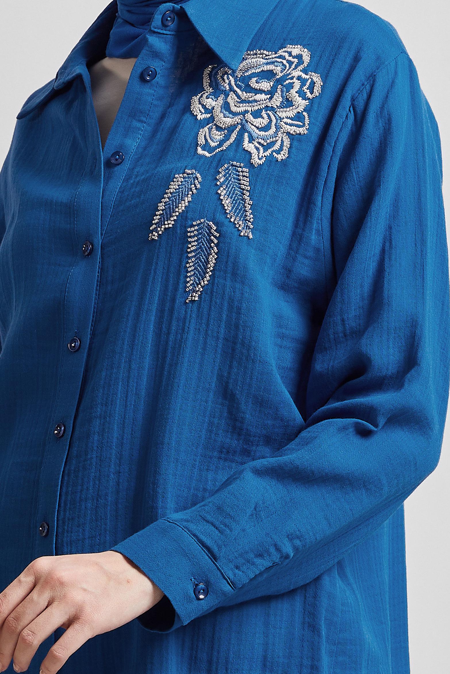 Tesettür giyim LACİVERT PAMUKLU TUNİK 44775