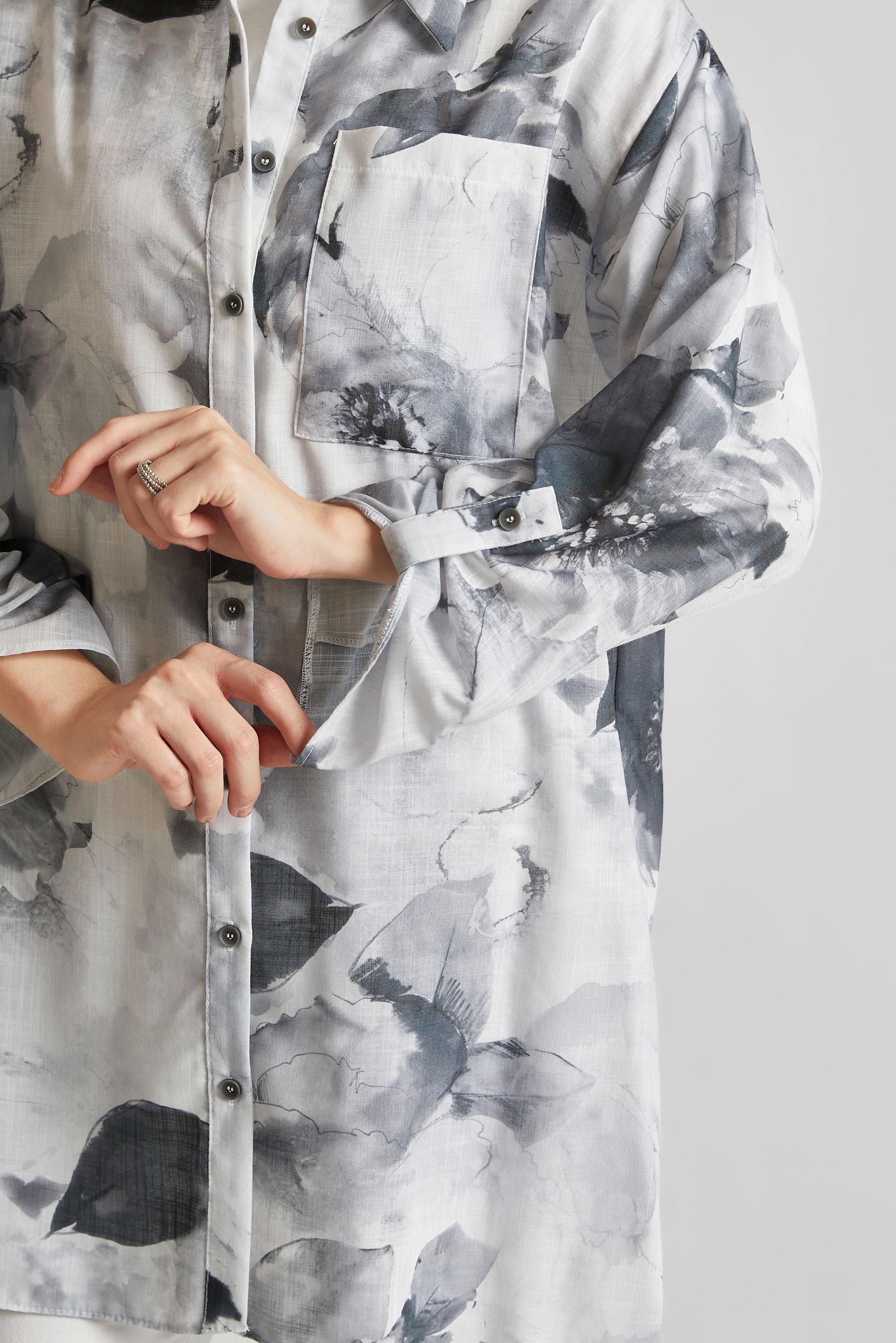 Tesettür giyim SİYAH DESENLİ GÖMLEK TUNİK 44781