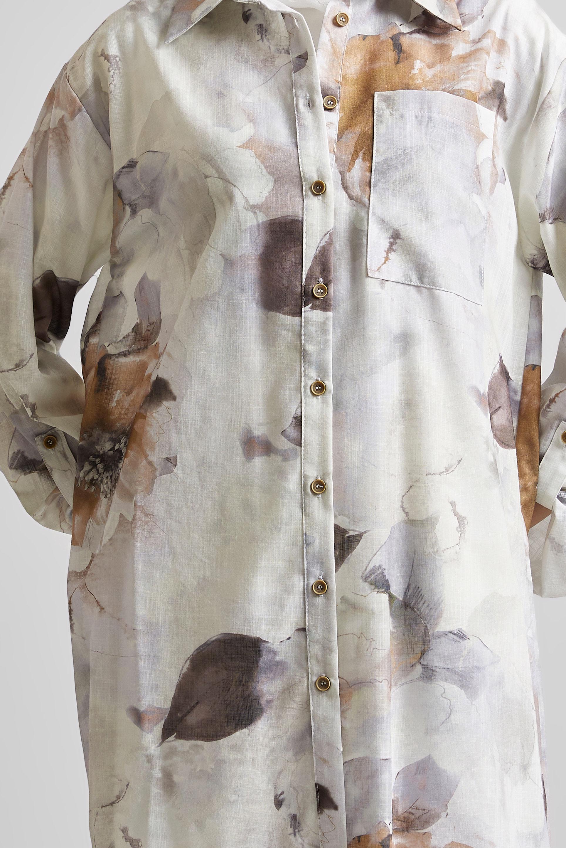 Tesettür giyim VİZON DESENLİ GÖMLEK TUNİK 44781