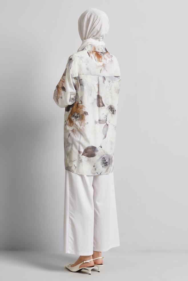 Tesettür giyim VİZON DESENLİ GÖMLEK TUNİK 44781 - ALVİNA