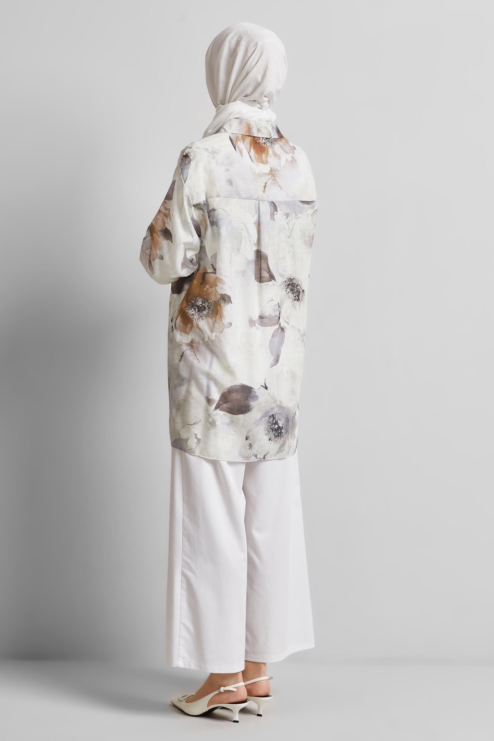 Tesettür giyim VİZON DESENLİ GÖMLEK TUNİK 44781