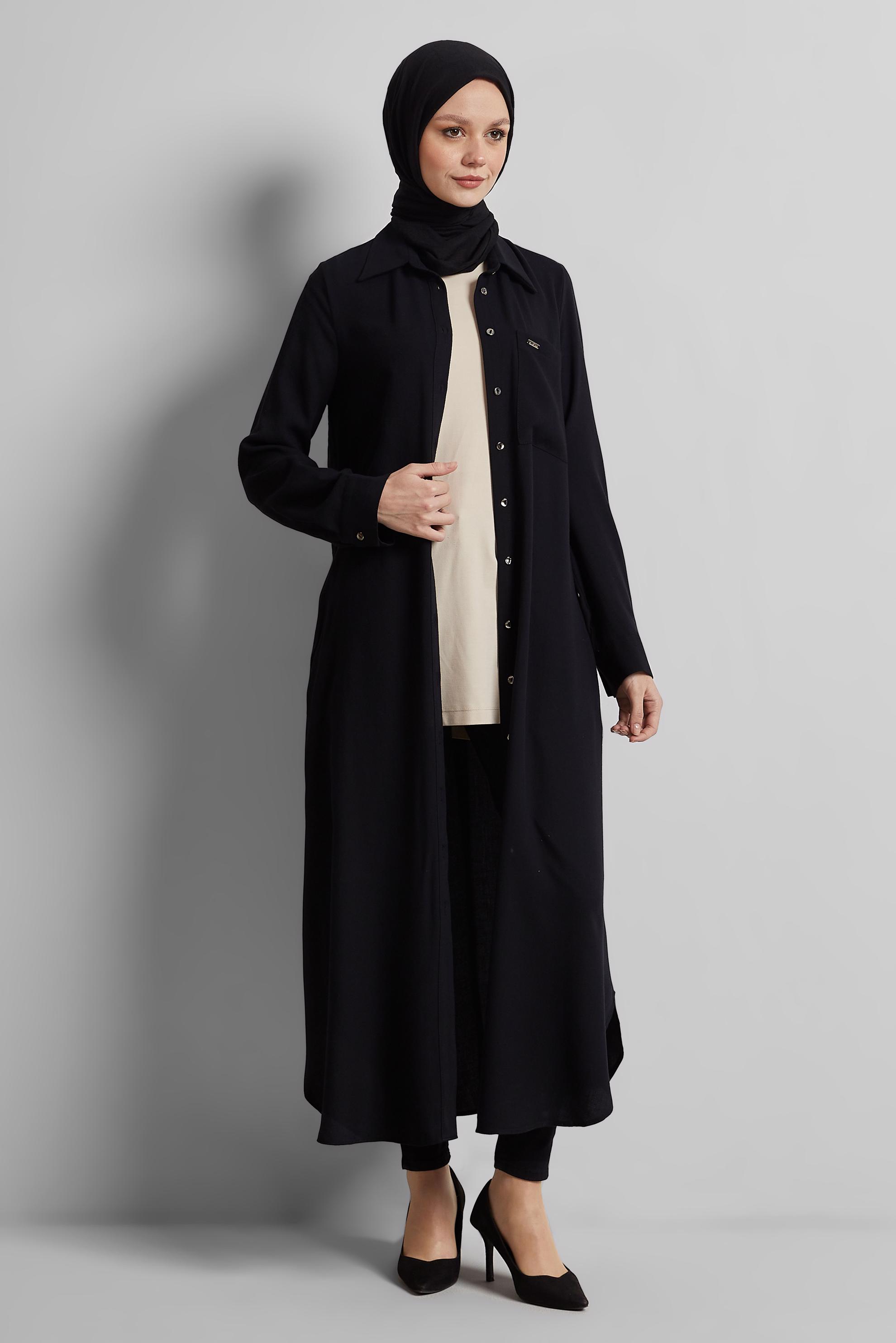 Tesettür giyim SİYAH UZUN TUNİK 44784