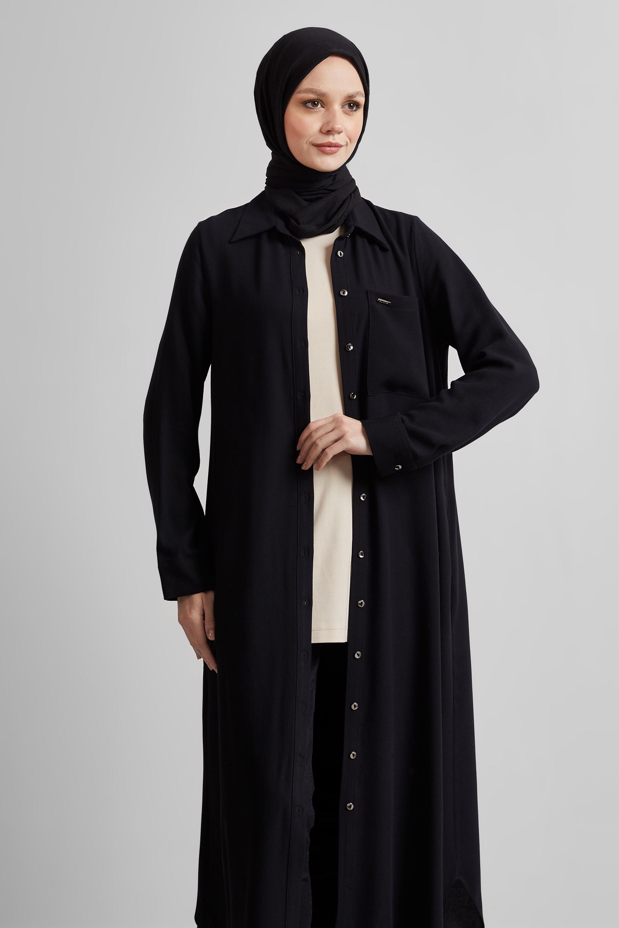 Tesettür giyim SİYAH UZUN TUNİK 44784