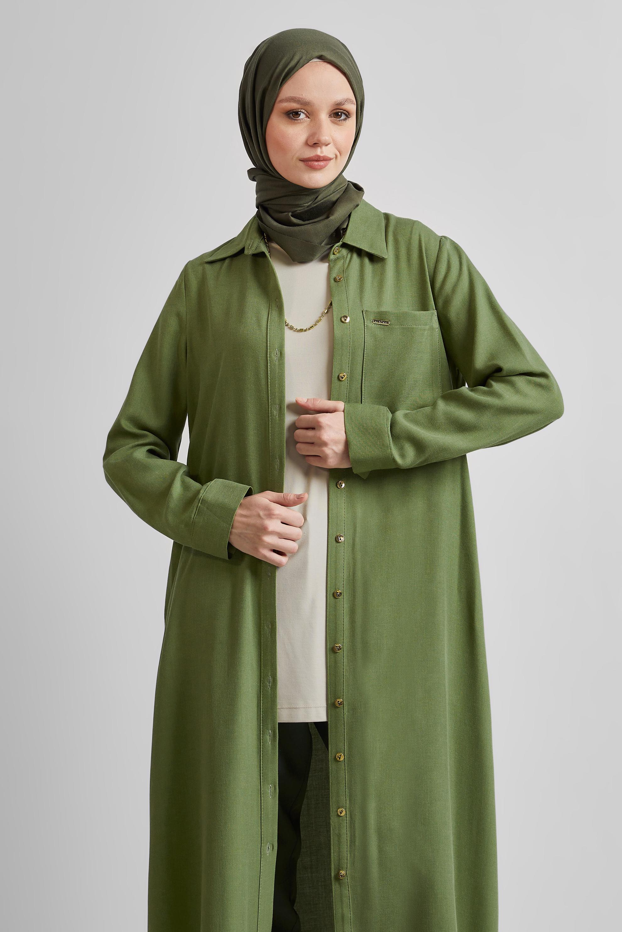 Tesettür giyim YEŞİL UZUN TUNİK 44784