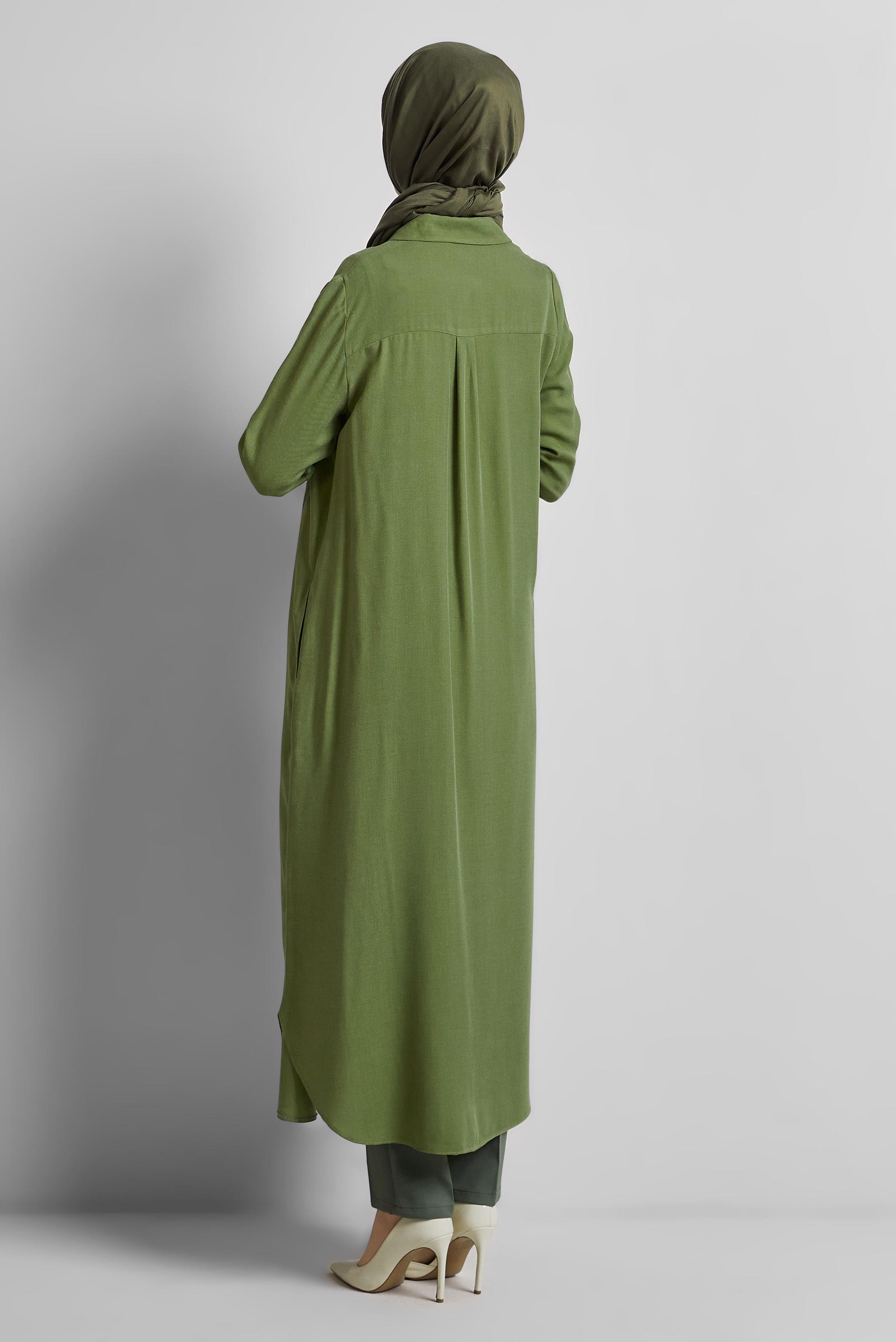 Tesettür giyim YEŞİL UZUN TUNİK 44784