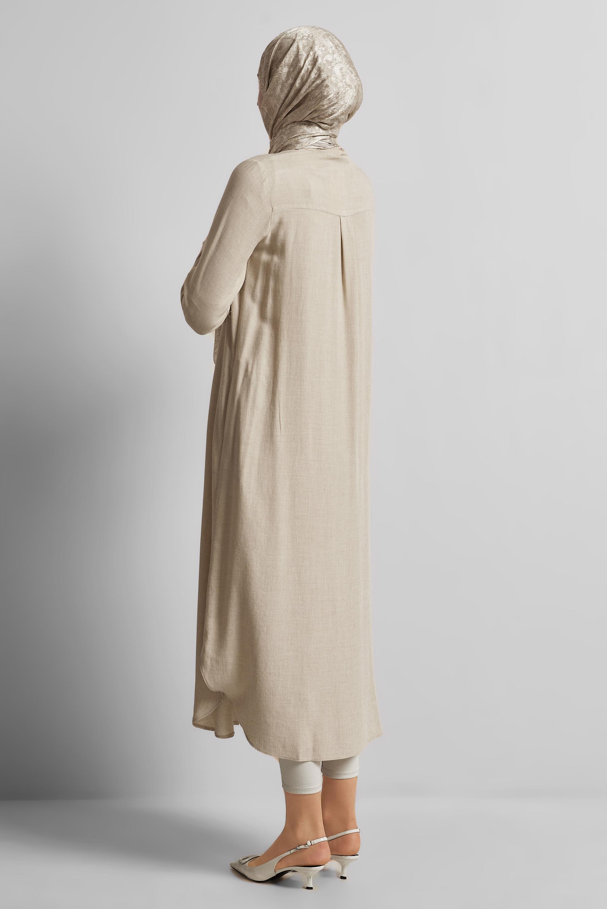 Tesettür giyim BEJ UZUN TUNİK 44784