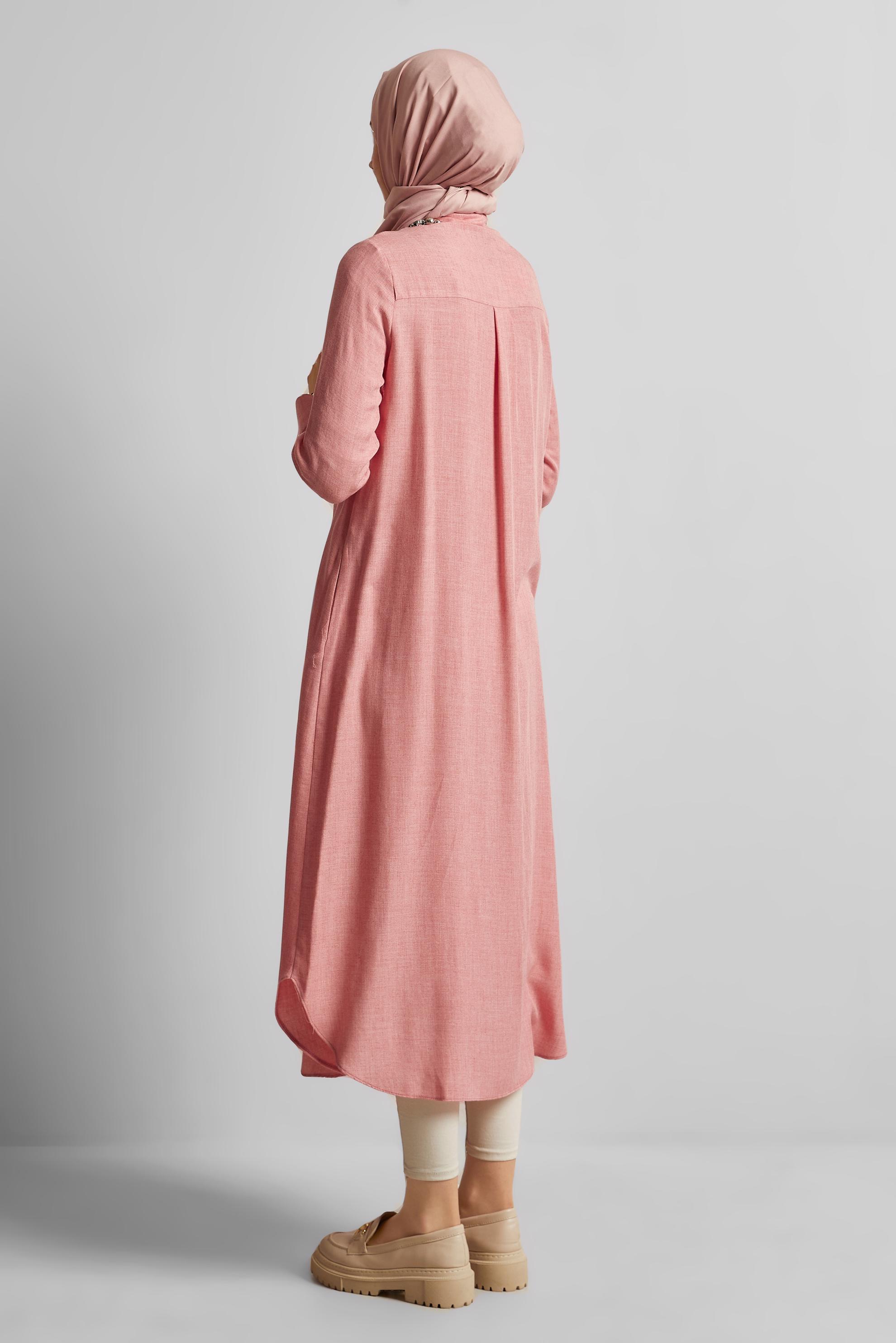 Tesettür giyim PEMBE UZUN TUNİK 44784