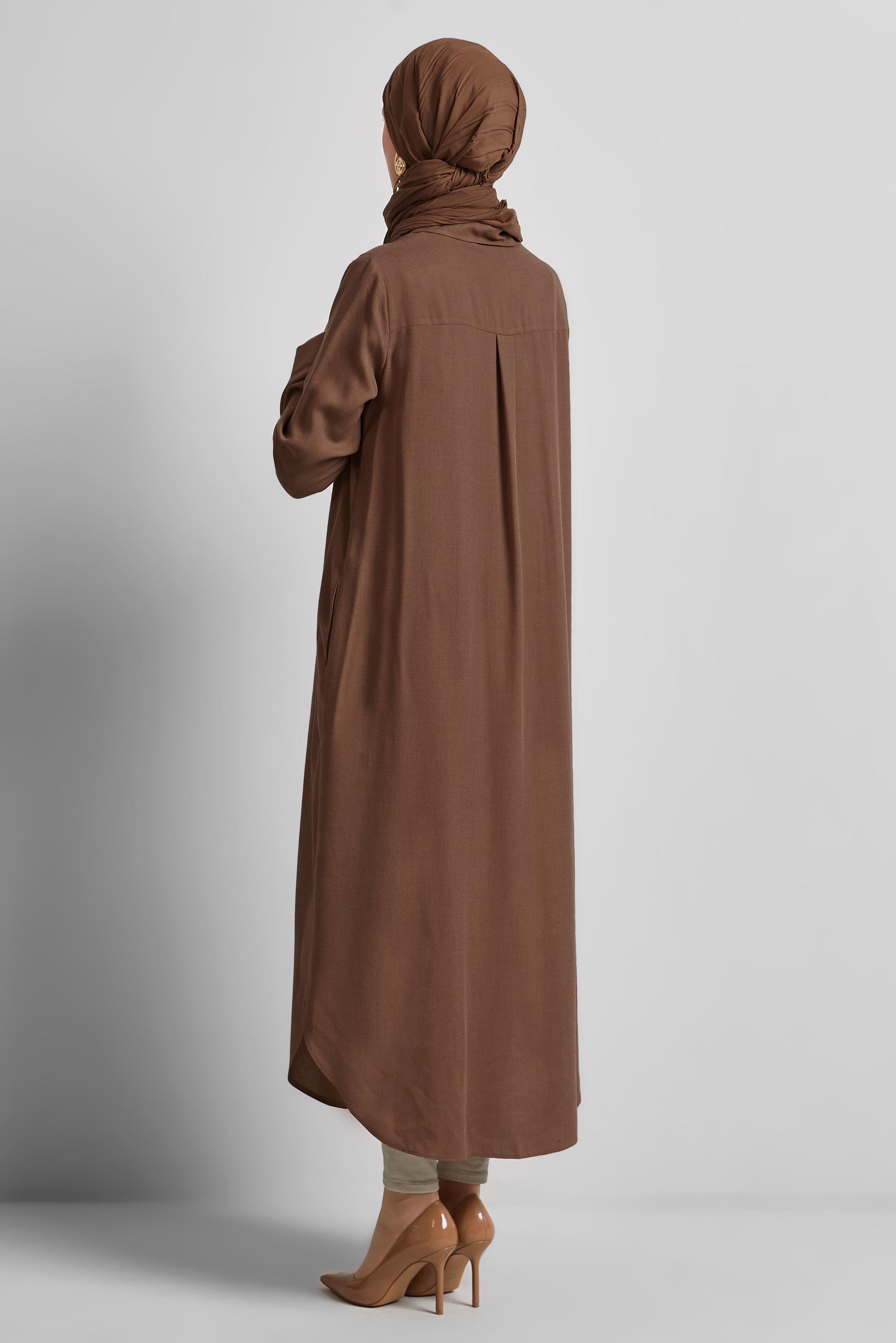 Tesettür giyim KAHVE UZUN TUNİK 44784