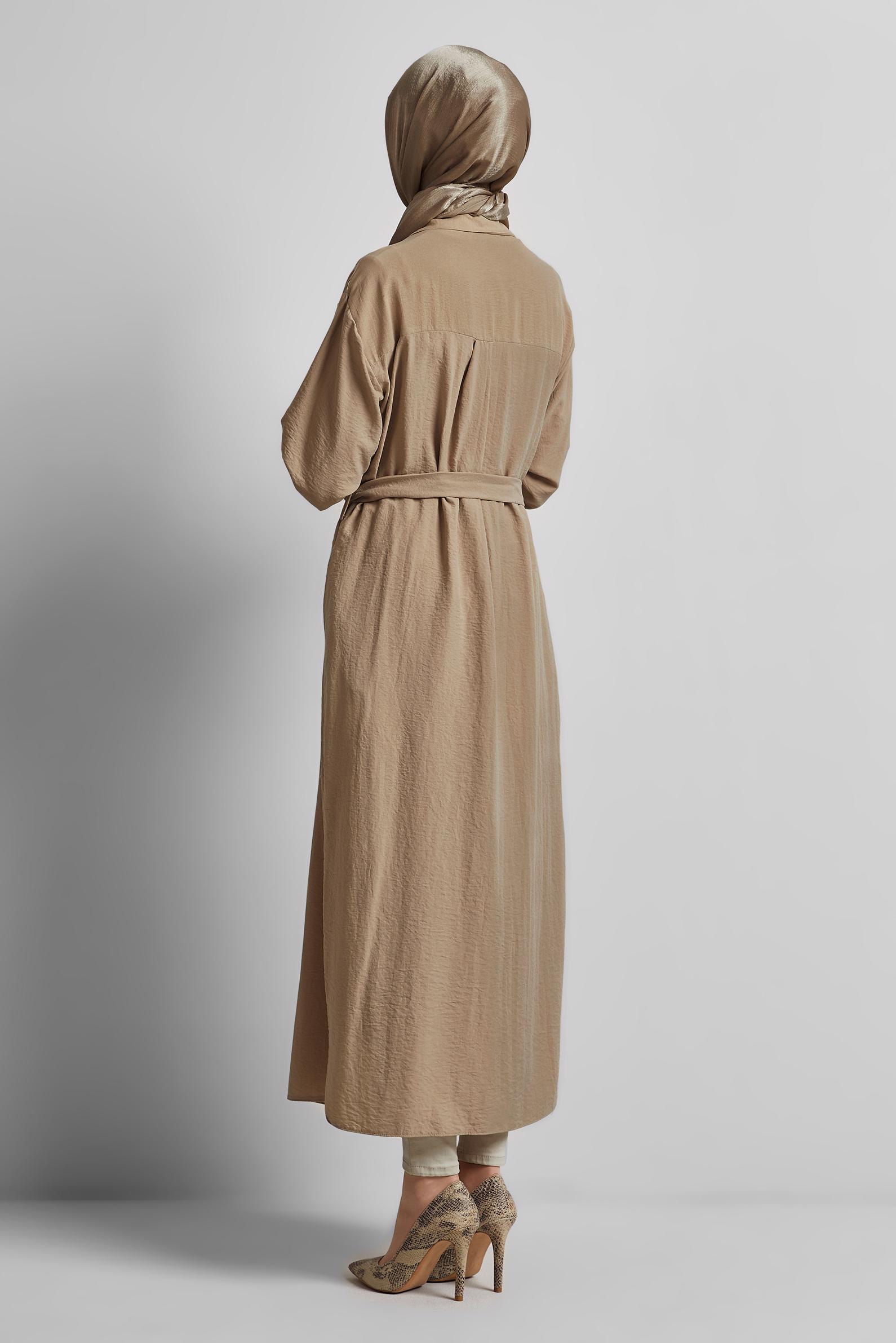 Vêtements hijab BEIGE TUNIQUE CEINTURÉE 44785