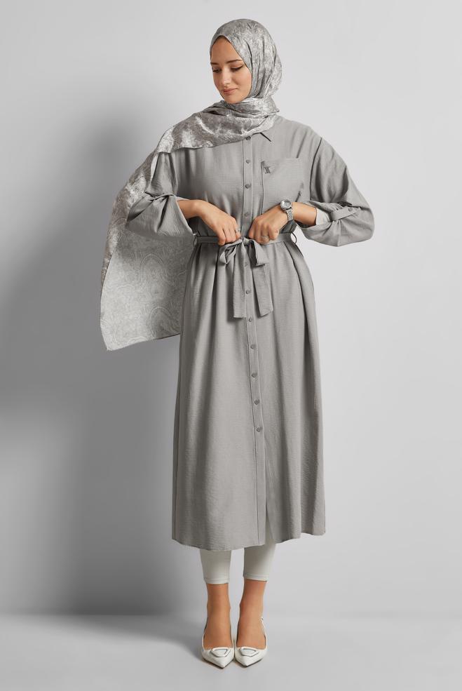 Tesettür giyim GÜMÜŞ KUŞAKLI TUNİK 44785 - ALVİNA
