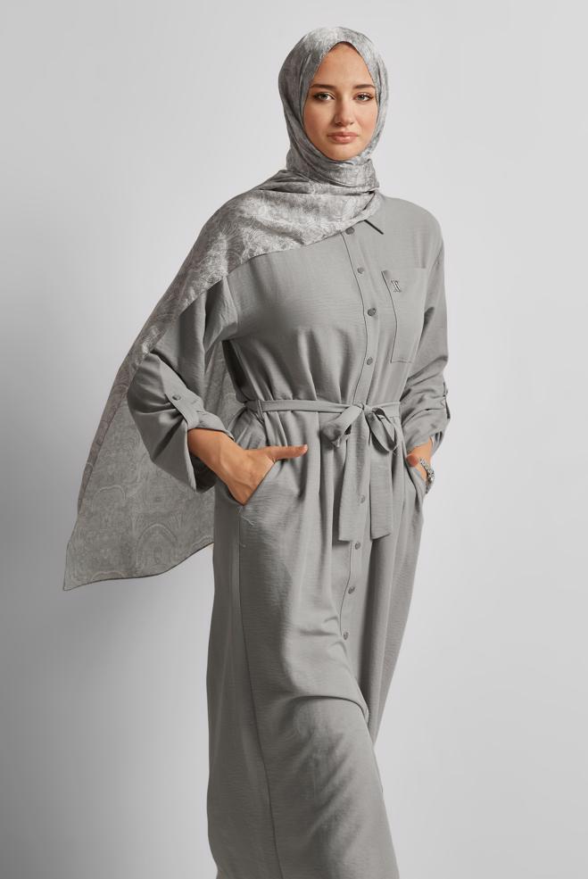 Tesettür giyim GÜMÜŞ KUŞAKLI TUNİK 44785 - ALVİNA