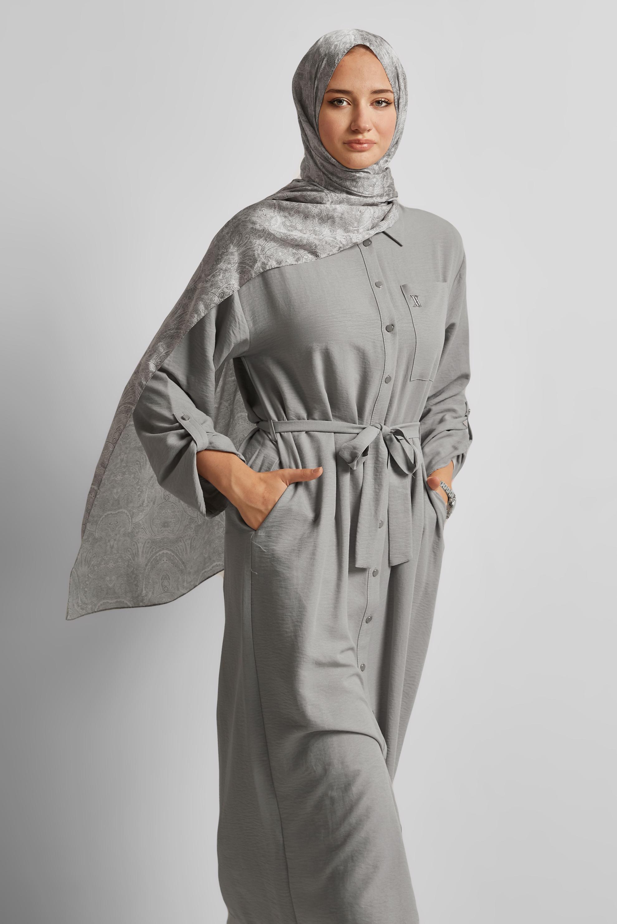 Tesettür giyim GÜMÜŞ KUŞAKLI TUNİK 44785