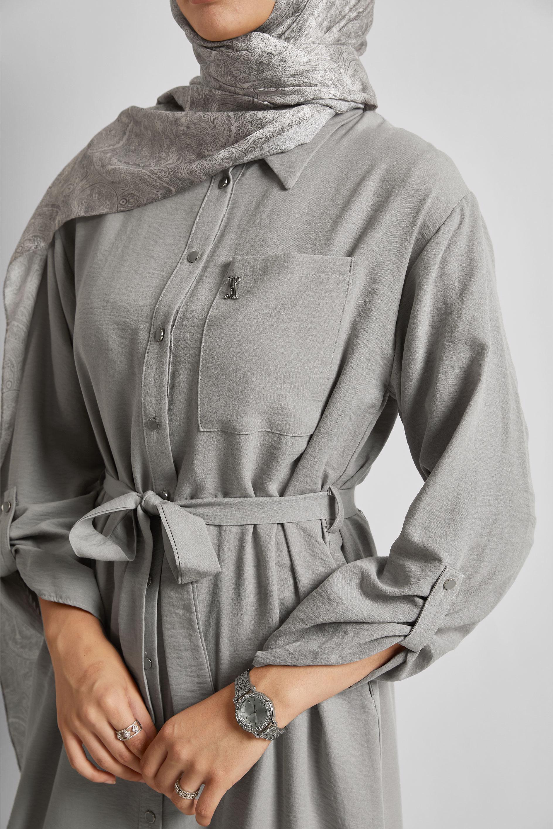 Tesettür giyim GÜMÜŞ KUŞAKLI TUNİK 44785