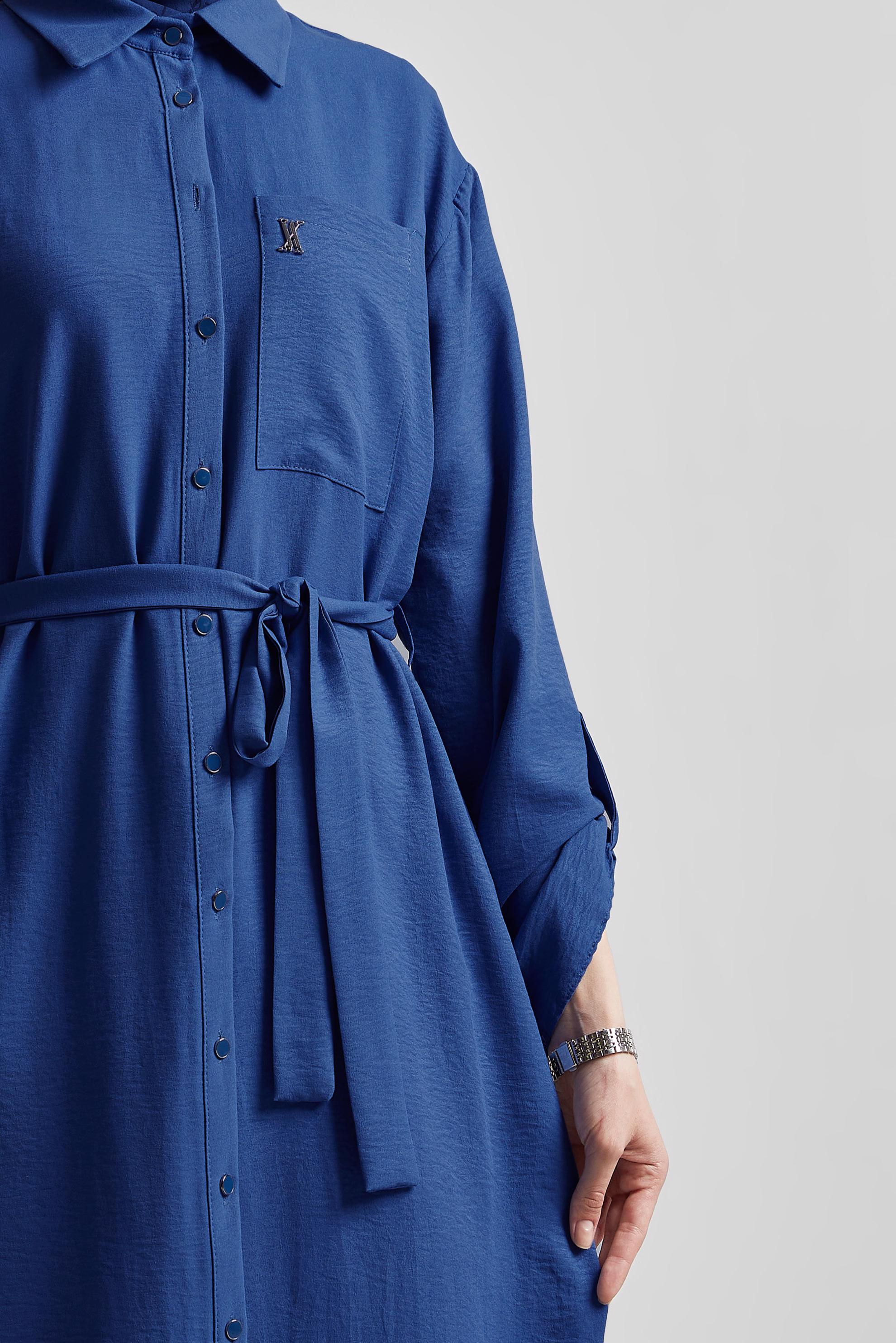 Tesettür giyim LACİVERT KUŞAKLI TUNİK 44785