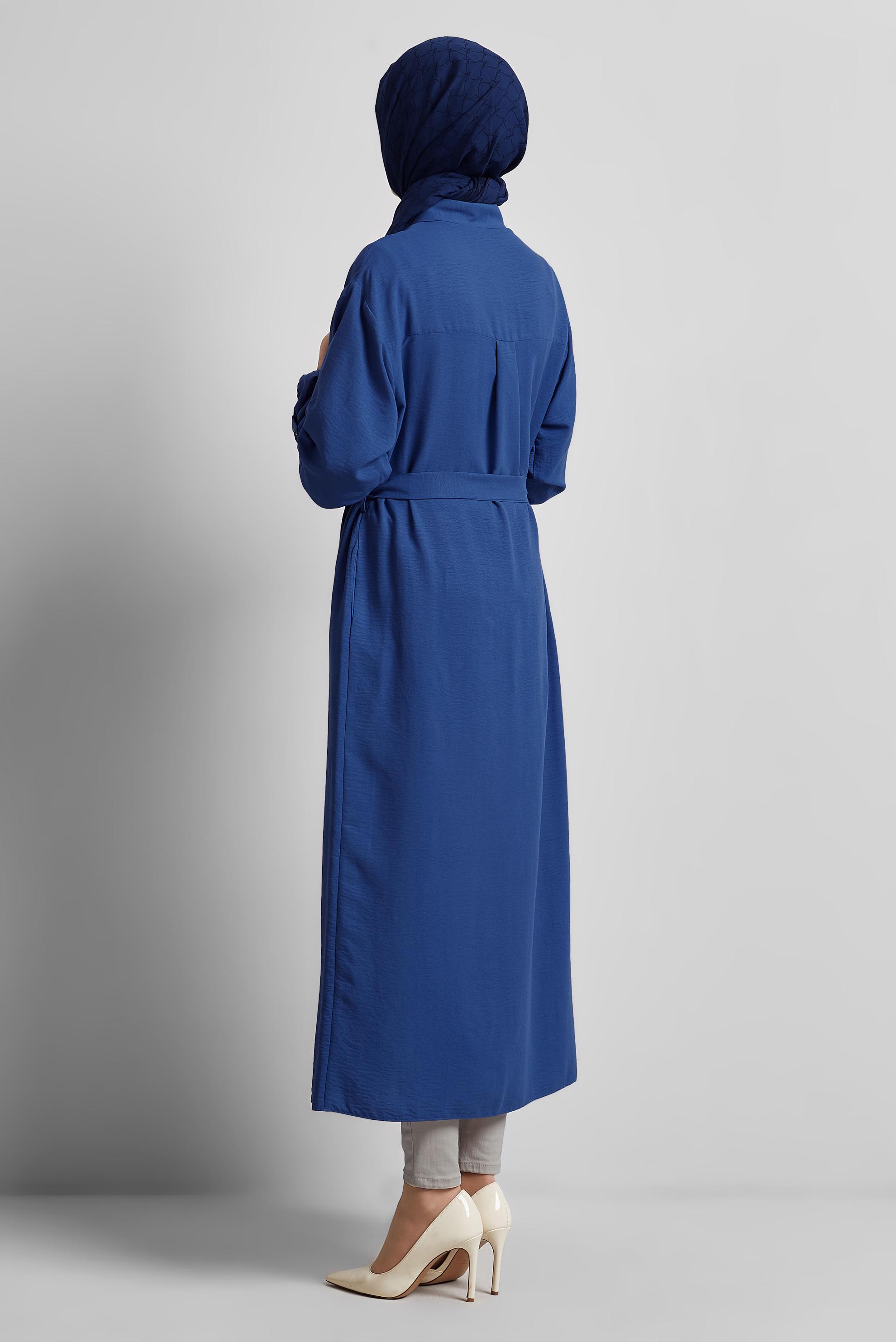 Tesettür giyim LACİVERT KUŞAKLI TUNİK 44785