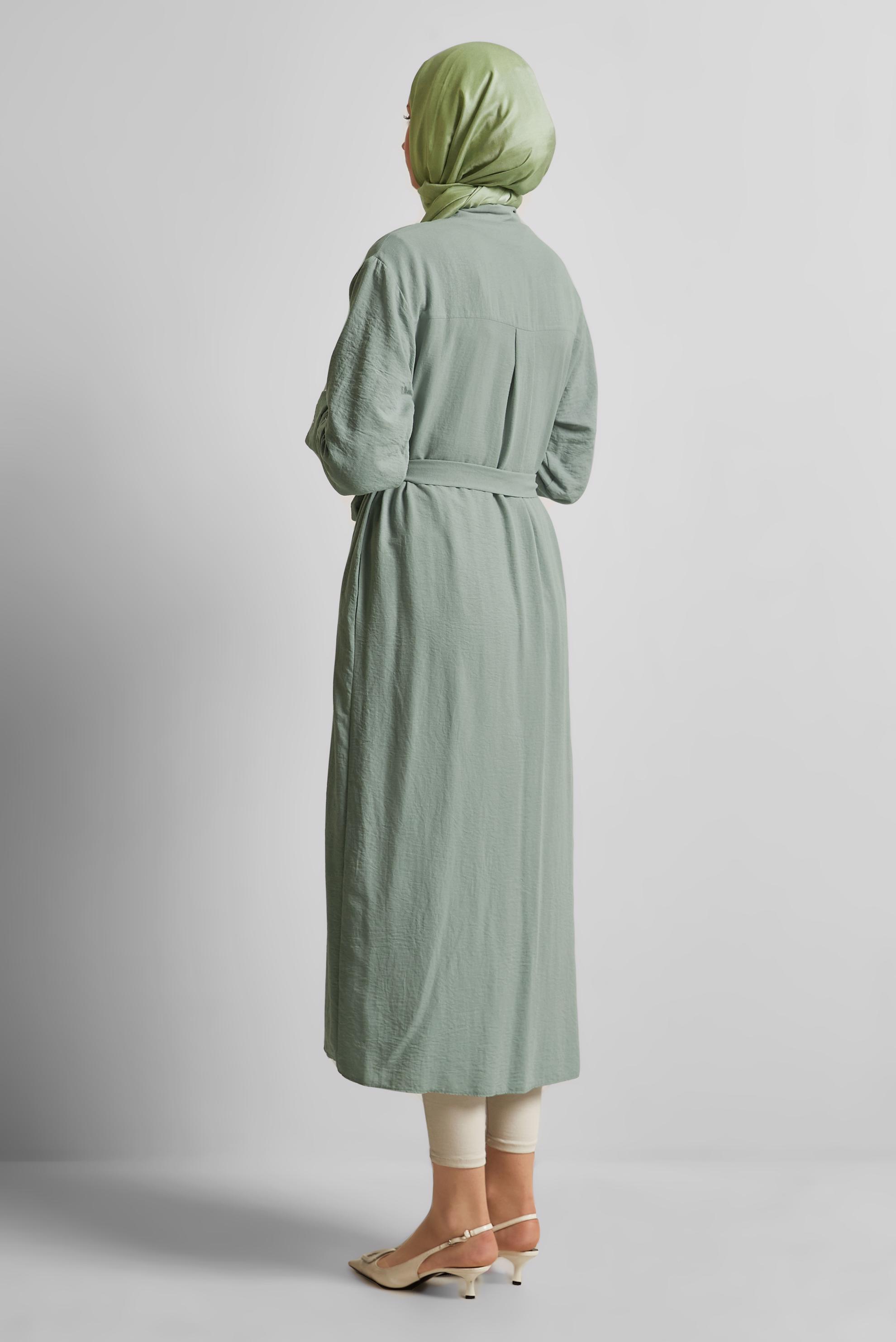 Tesettür giyim MAVİ KUŞAKLI TUNİK 44785