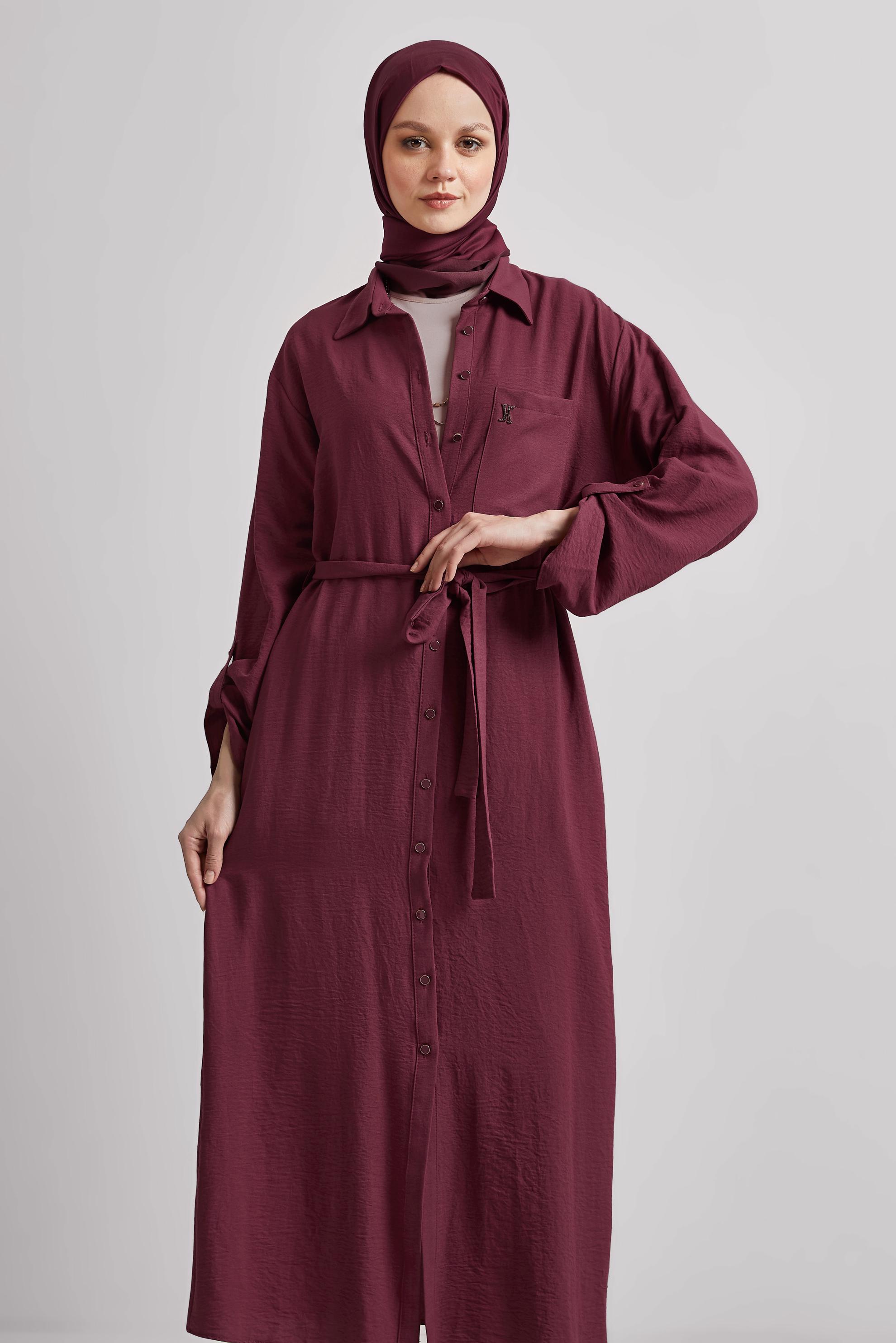 Tesettür giyim PEMBE KUŞAKLI TUNİK 44785