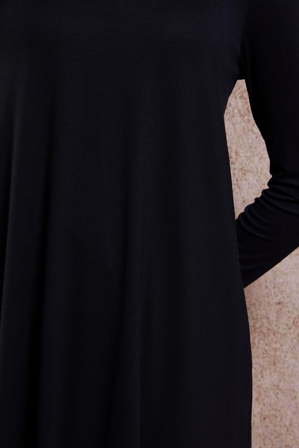 Tesettür giyim SİYAH BİSİKLET YAKA TESETTÜR TUNİK 44788