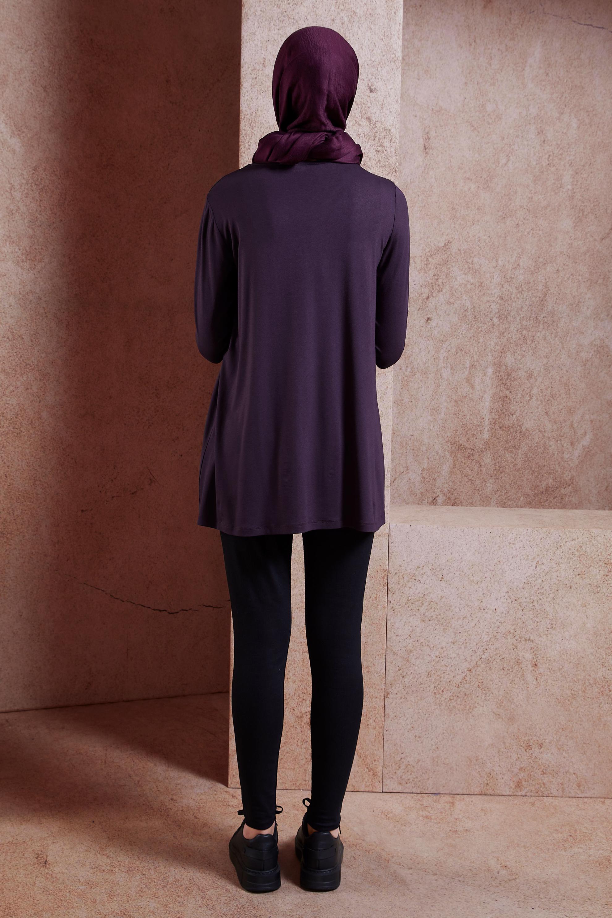 Hijab clothing PURPLE CREW-NECK MODEST TUNIC 44788