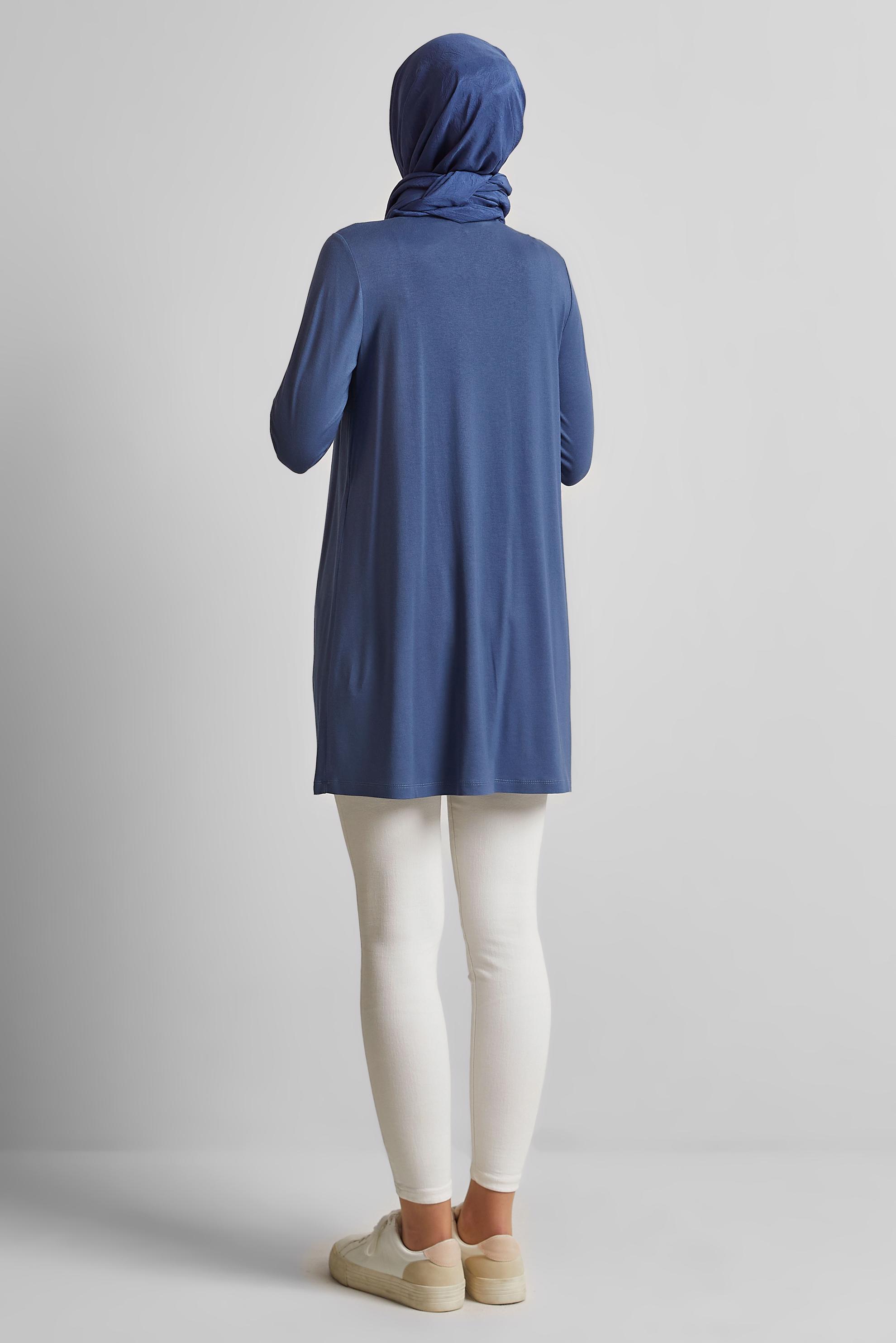 Tesettür giyim LACİVERT BİSİKLET YAKA TESETTÜR TUNİK 44788