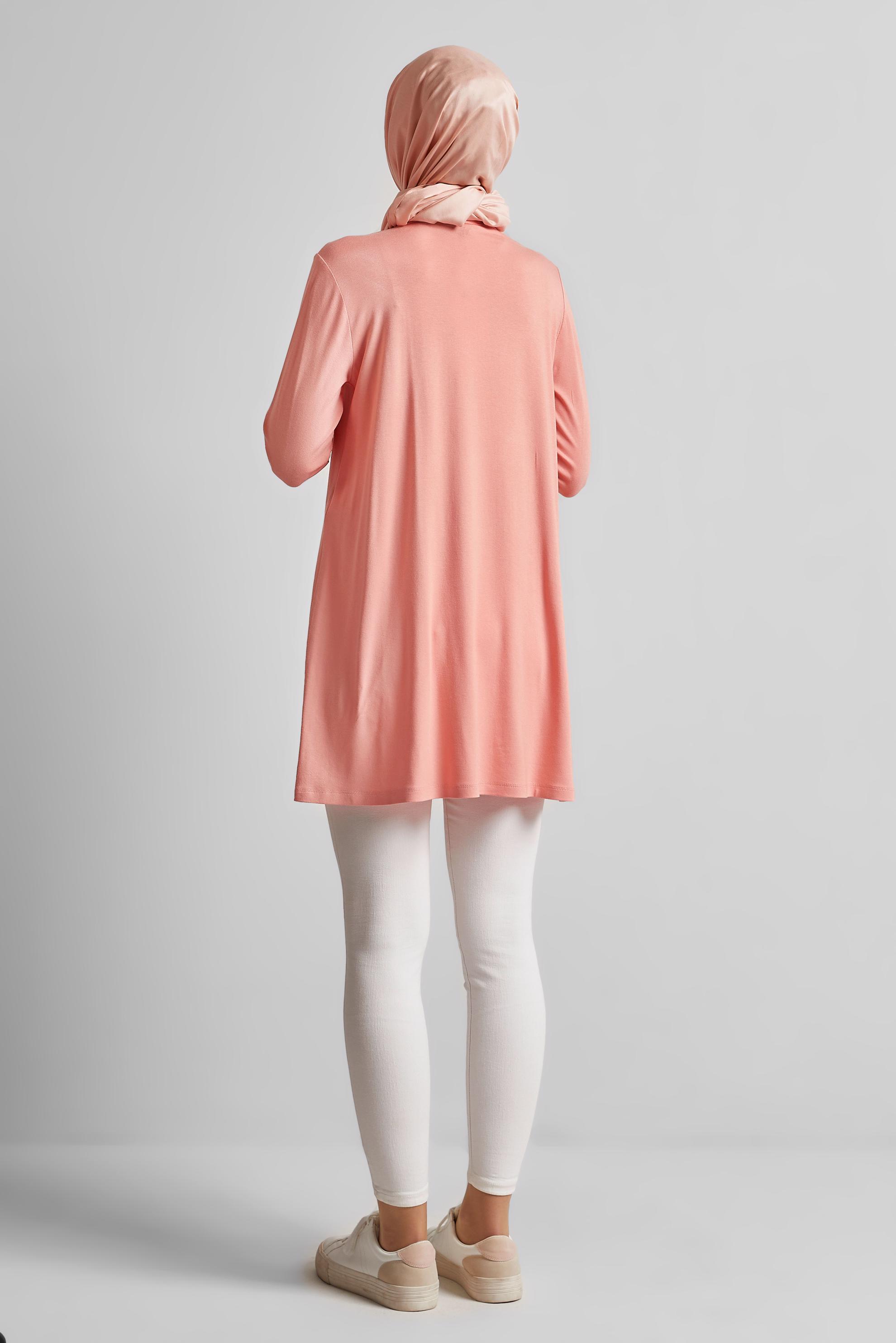 Tesettür giyim PUDRA BİSİKLET YAKA TESETTÜR TUNİK 44788