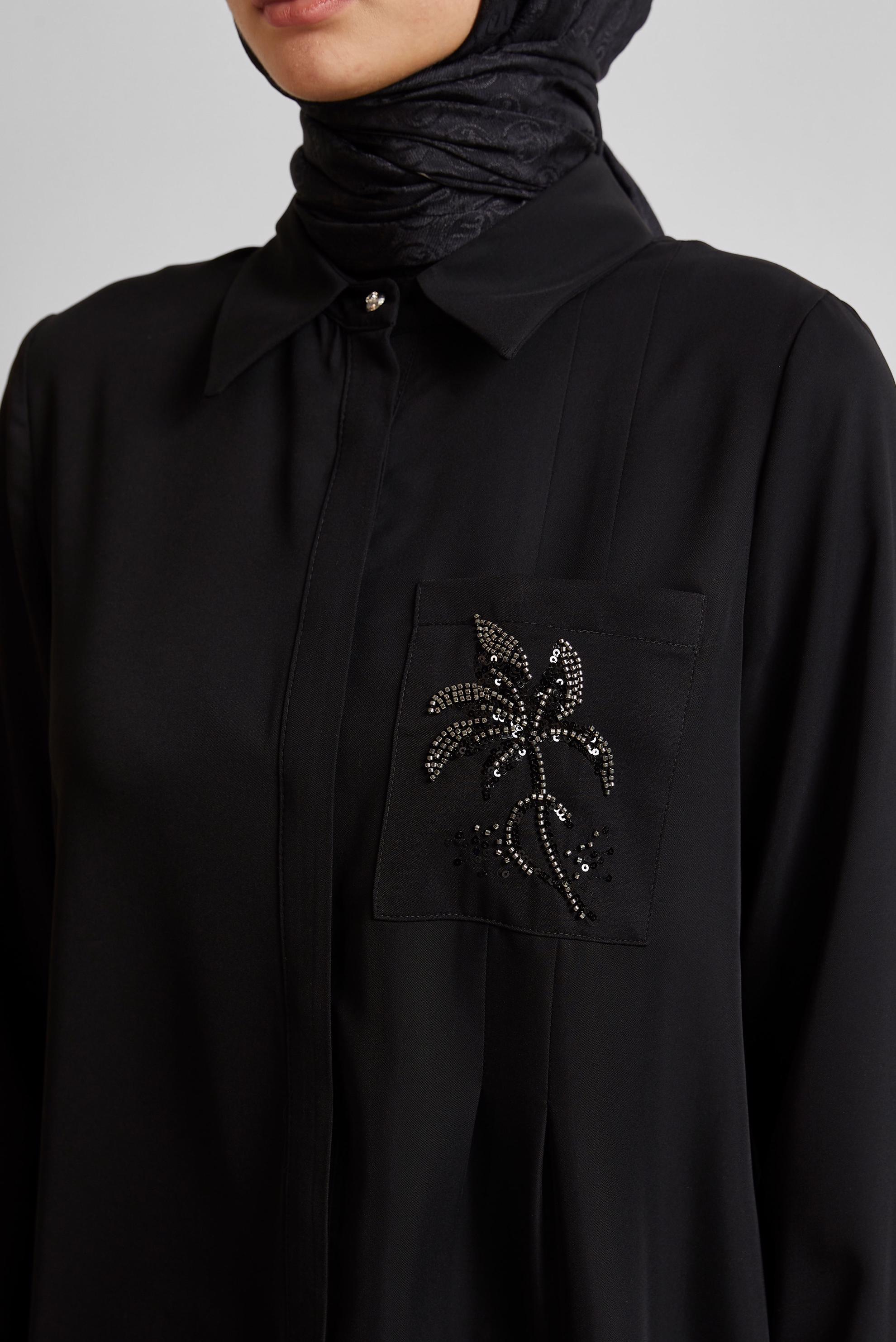 Tesettür giyim SİYAH BONCUK BASKILI TUNİK 44794