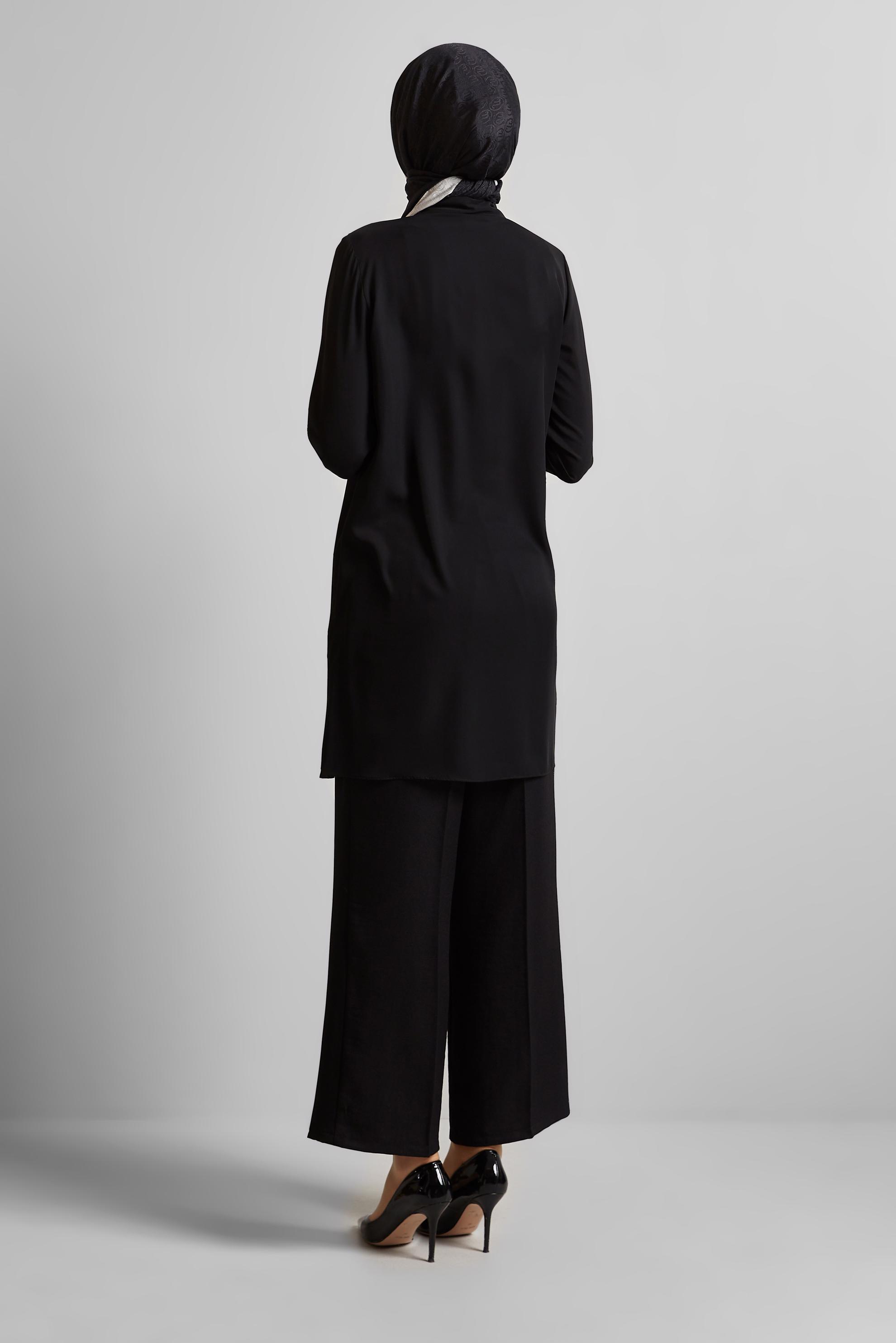 Tesettür giyim SİYAH BONCUK BASKILI TUNİK 44794