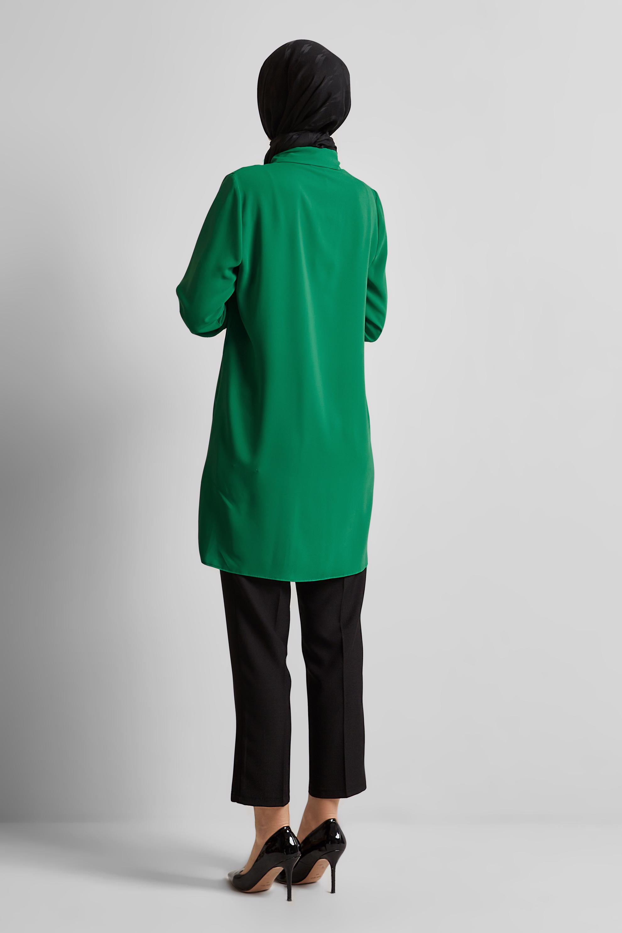 Tesettür giyim YEŞİL BONCUK BASKILI TUNİK 44794