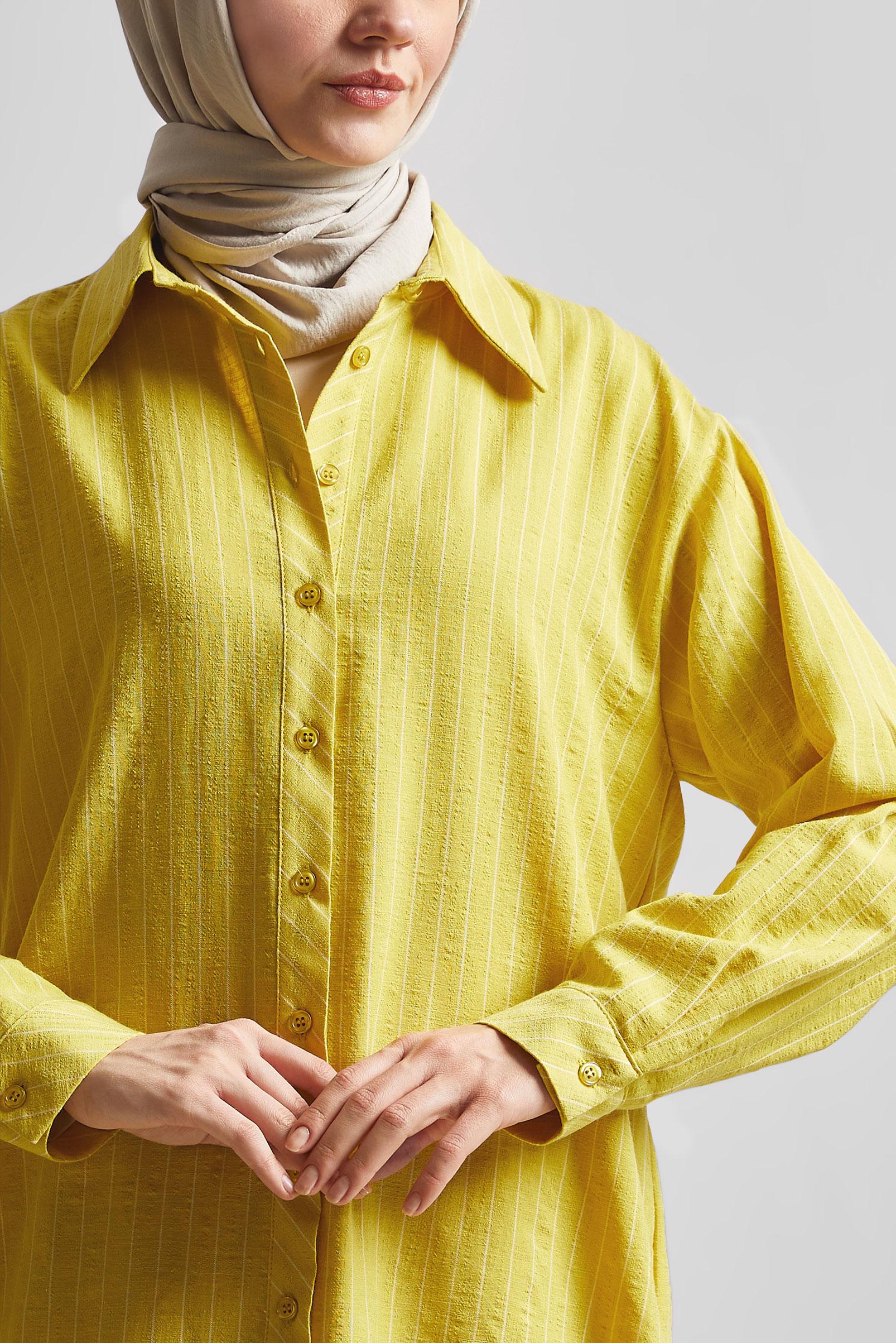 Tesettür giyim YEŞİL ÇİZGİLİ GÖMLEK TUNİK 44800