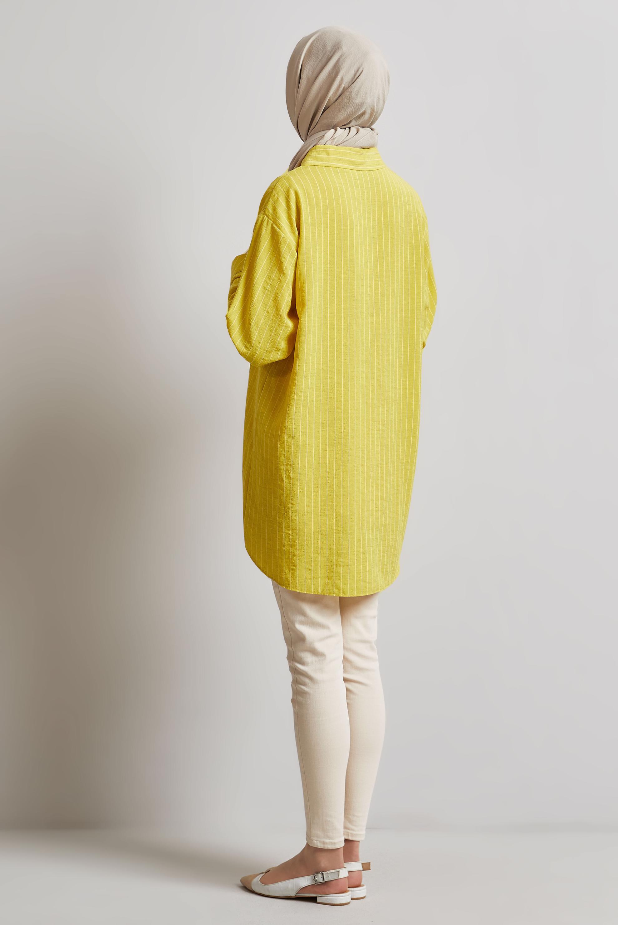 Tesettür giyim YEŞİL ÇİZGİLİ GÖMLEK TUNİK 44800