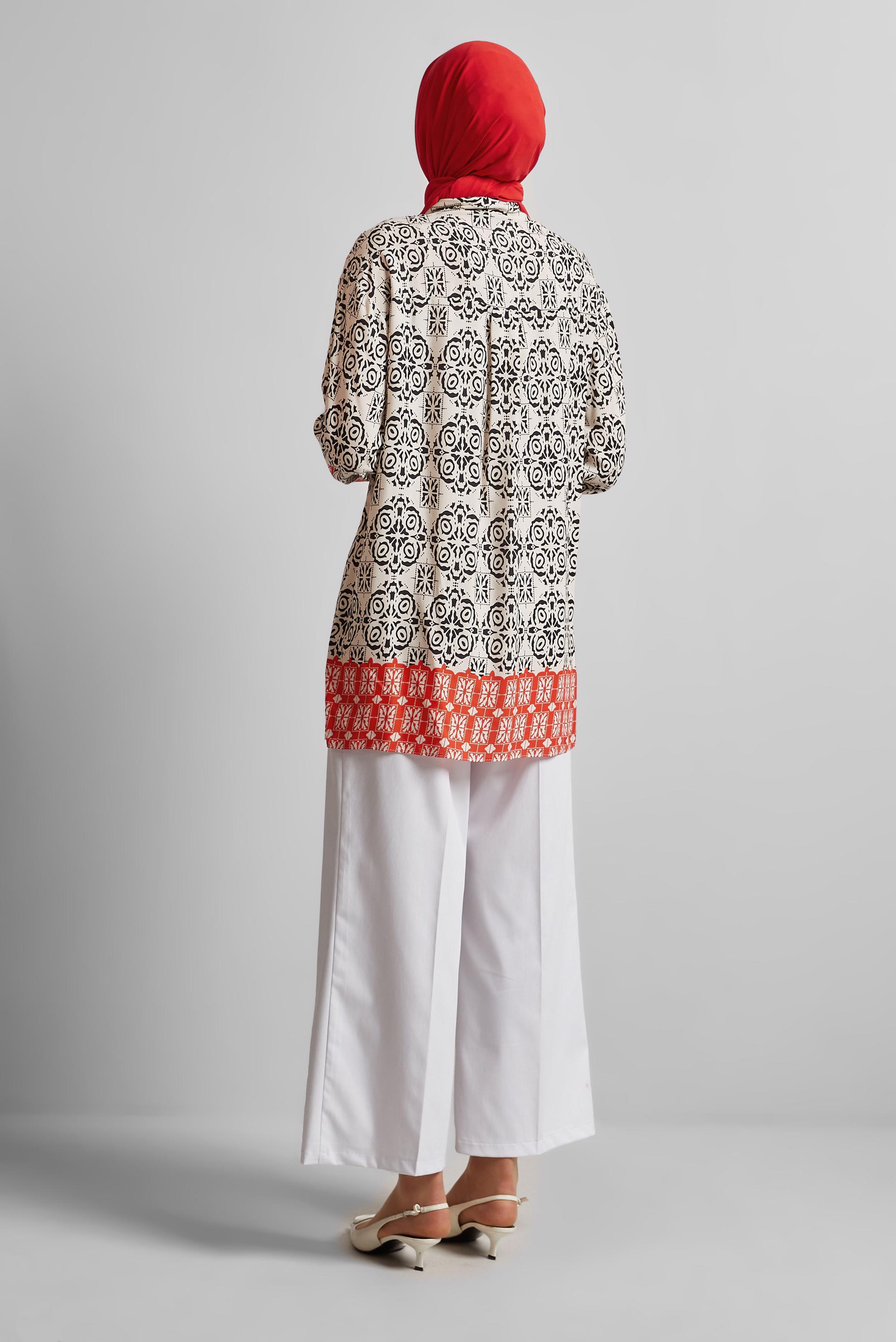 Tesettür giyim SİYAH DESENLİ TUNİK 44803